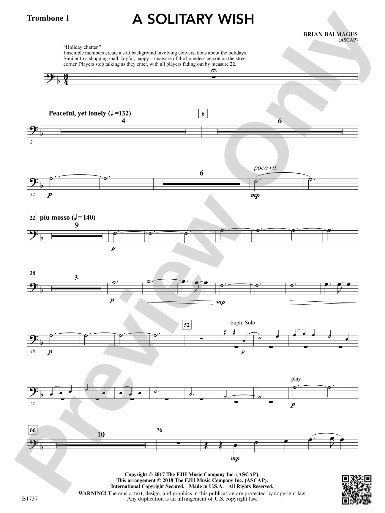 A Solitary Wish: Trombone 1