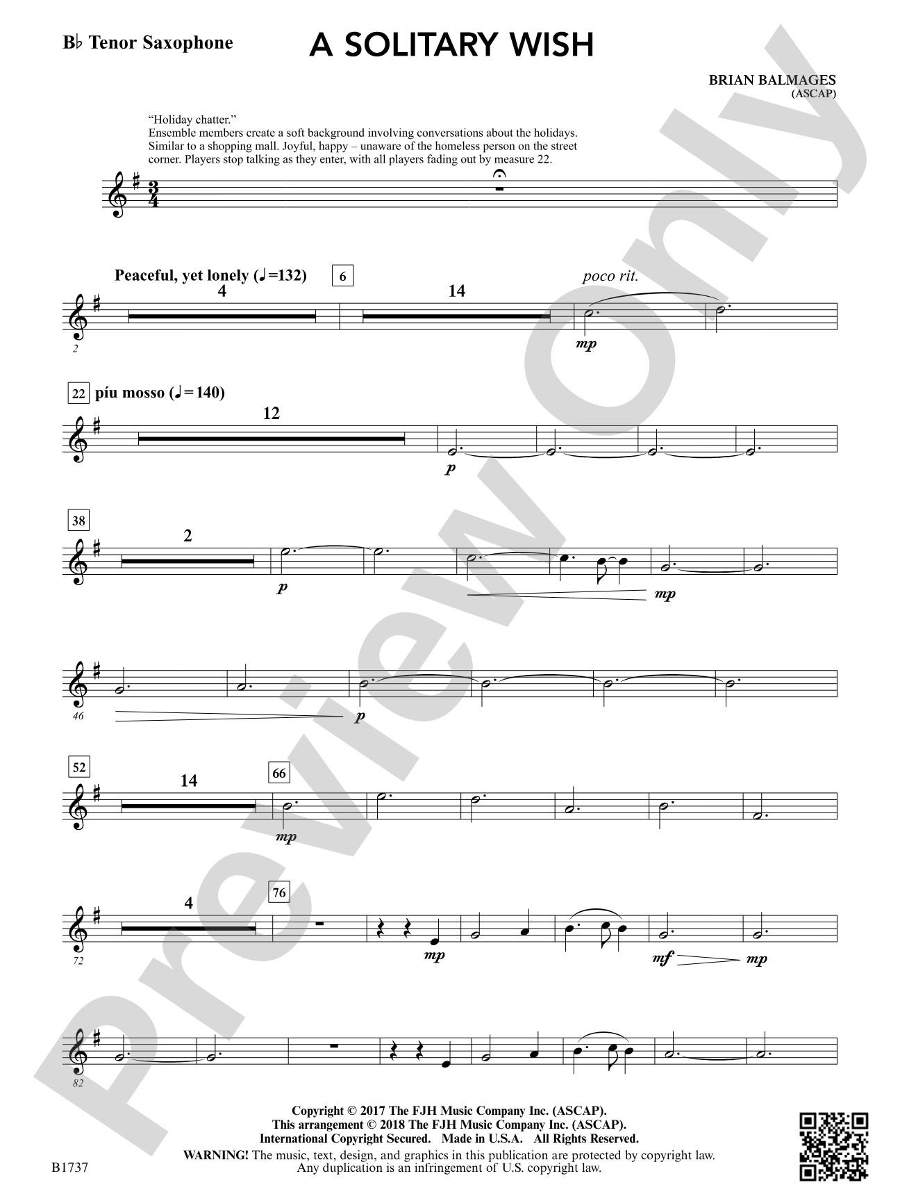 A Solitary Wish: B-flat Tenor Saxophone