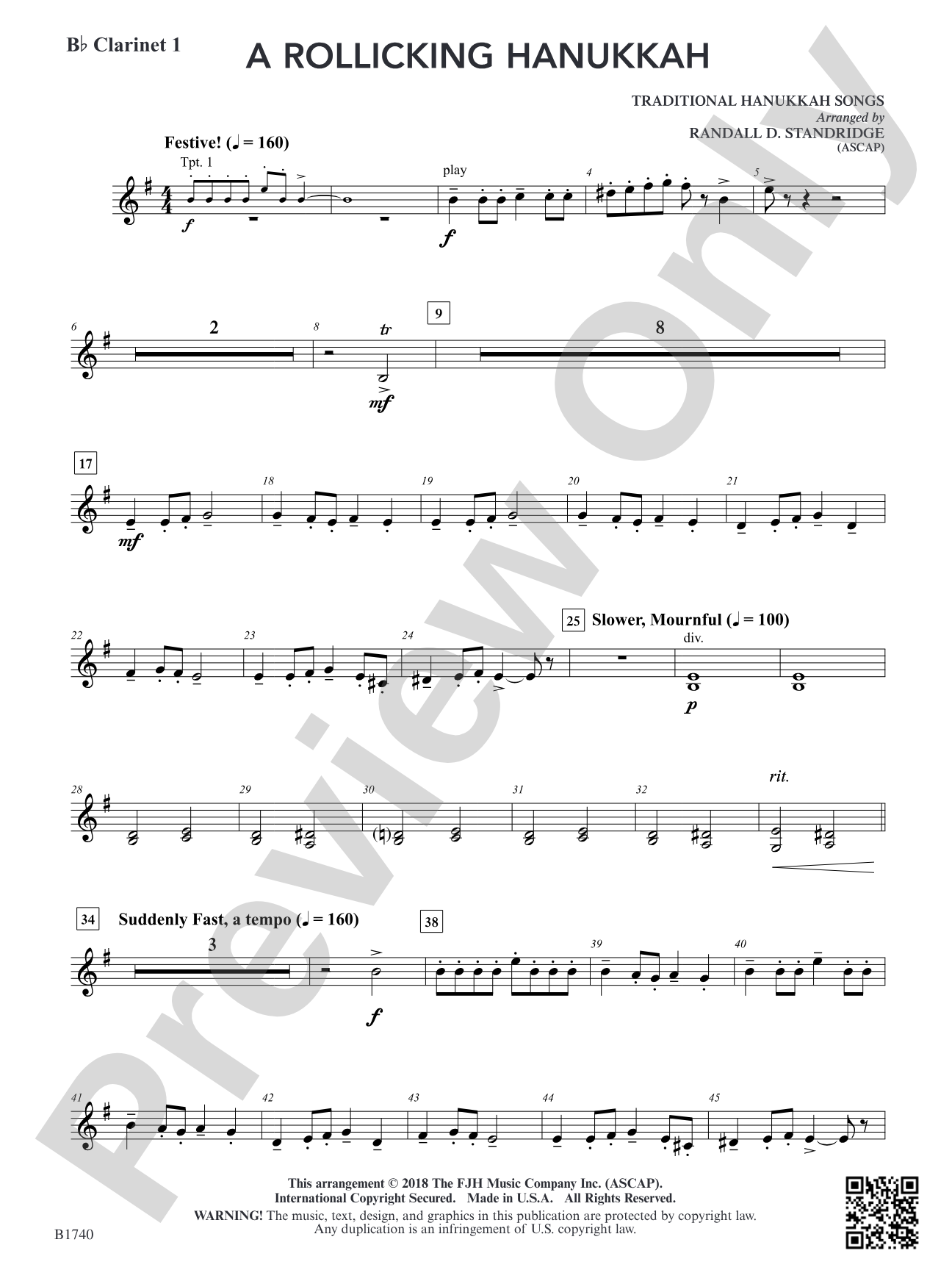 A Rollicking Hanukkah: B-flat Clarinet 1