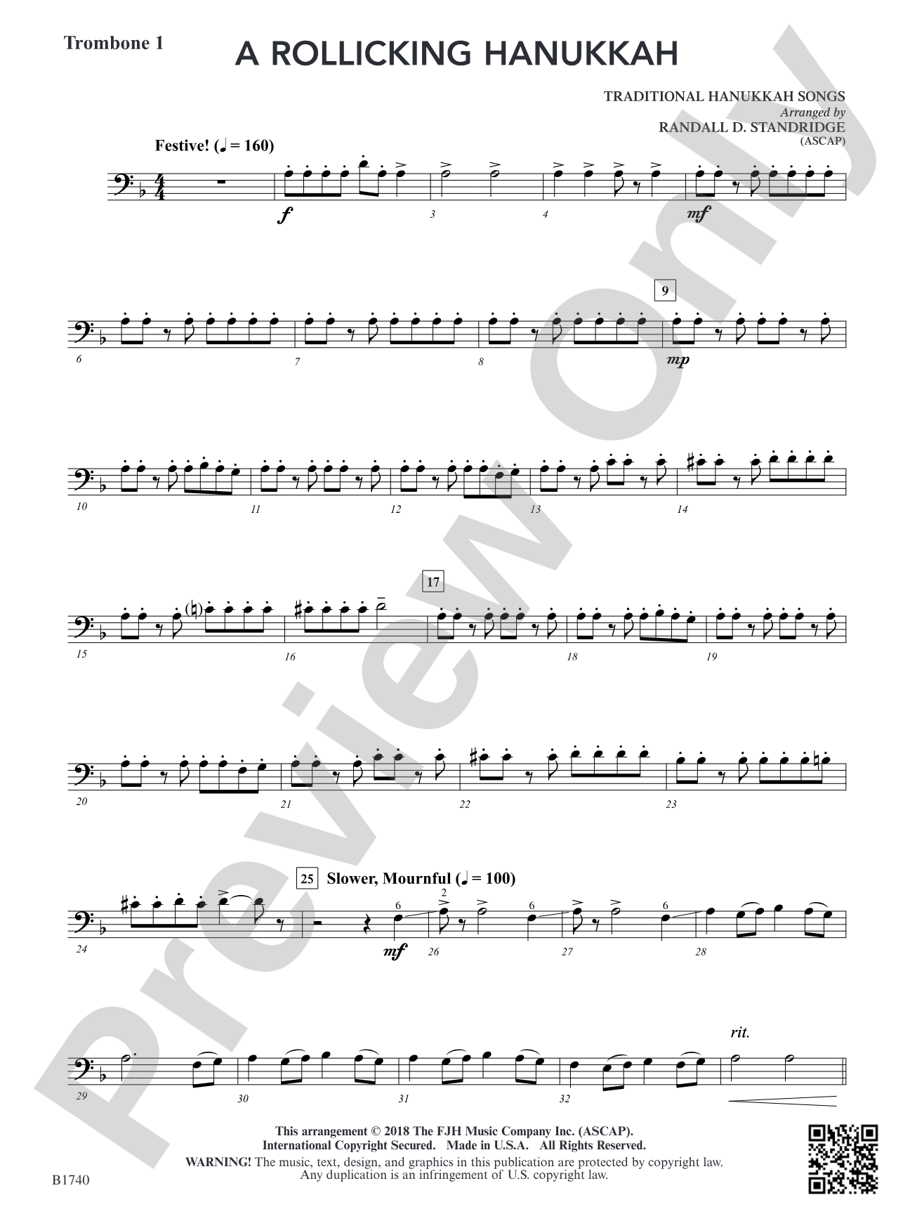 A Rollicking Hanukkah: Trombone 1
