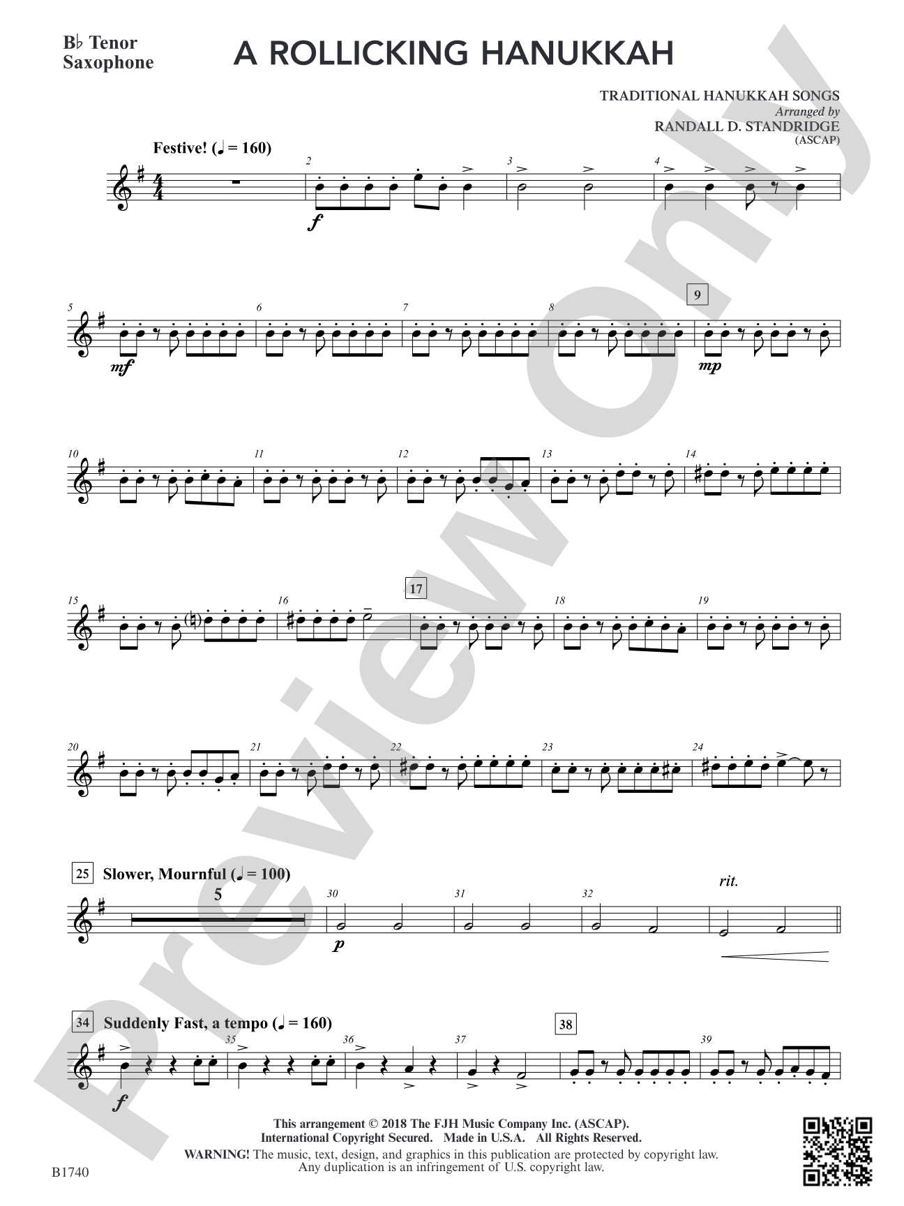 A Rollicking Hanukkah: B-flat Tenor Saxophone