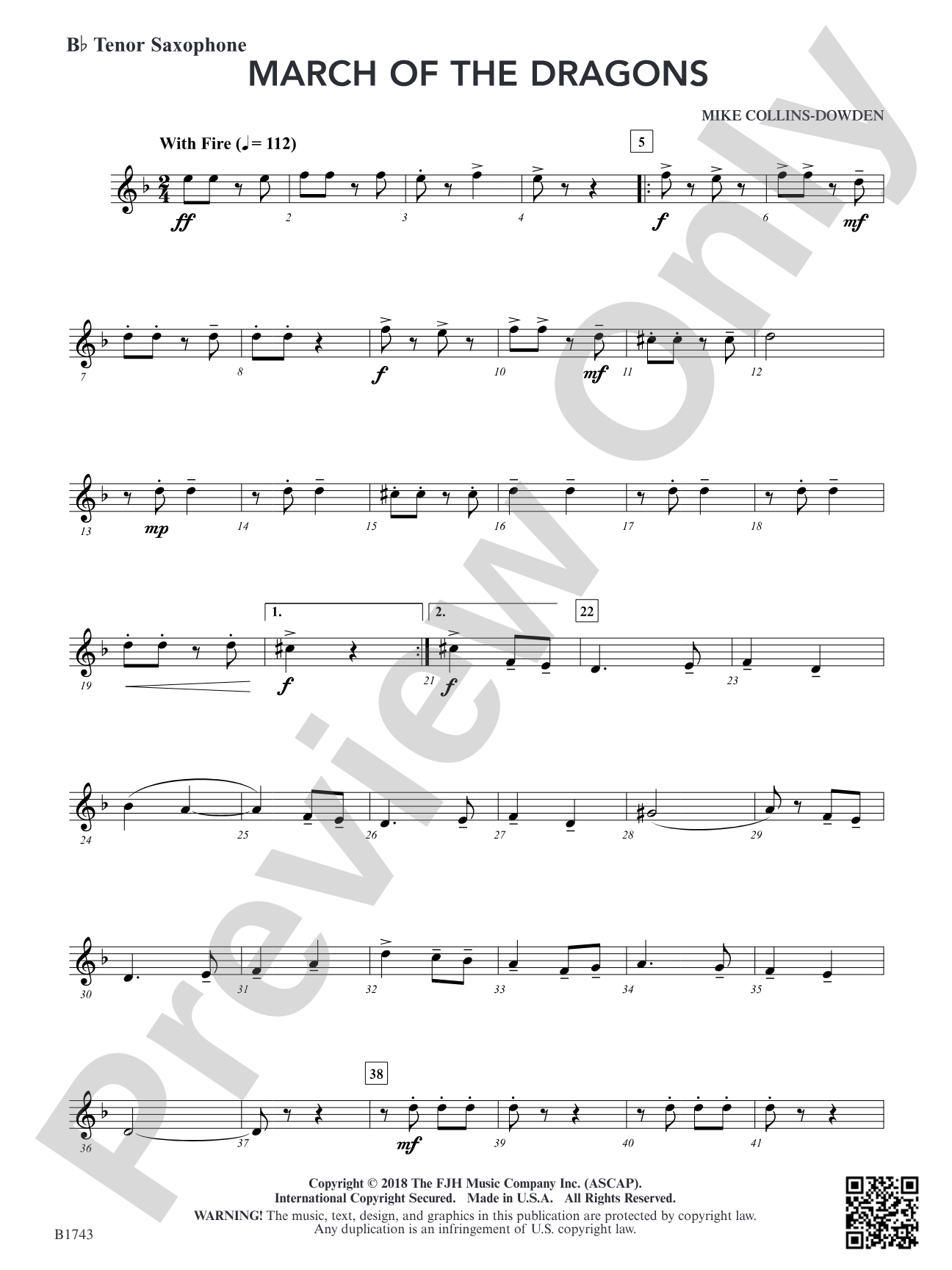 March of the Dragons: B-flat Tenor Saxophone