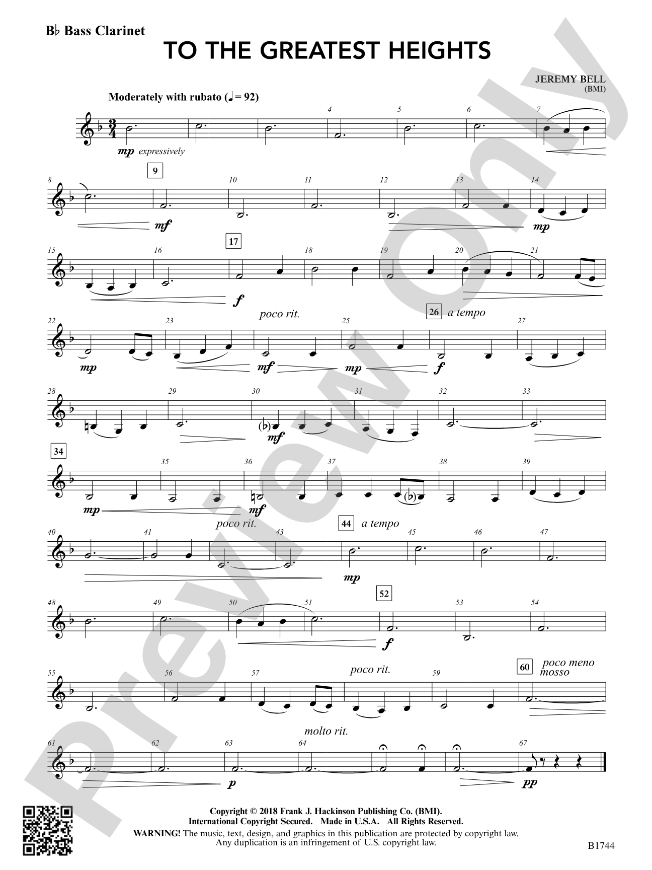 To the Greatest Heights: B-flat Bass Clarinet