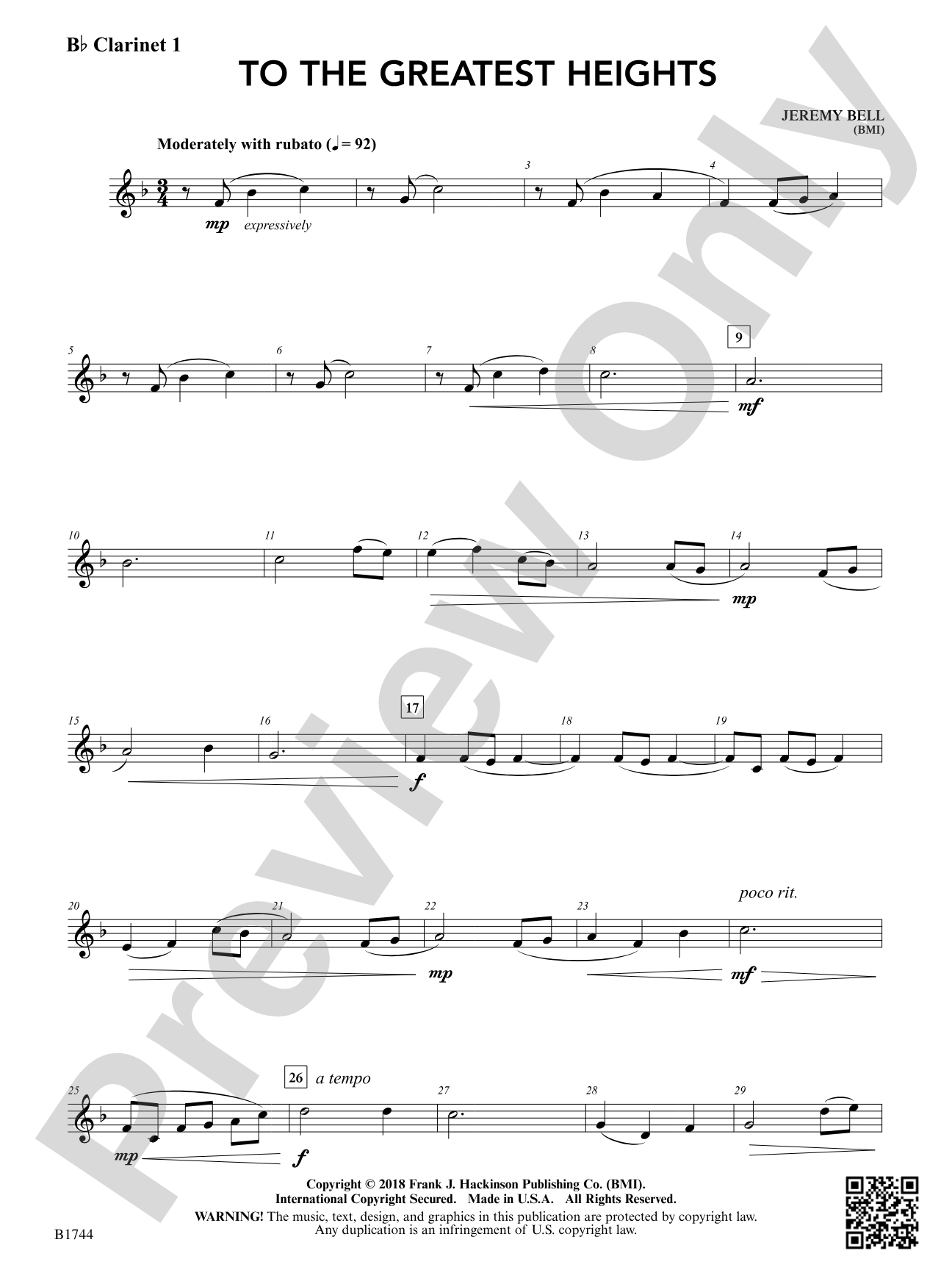 To the Greatest Heights: B-flat Clarinet 1