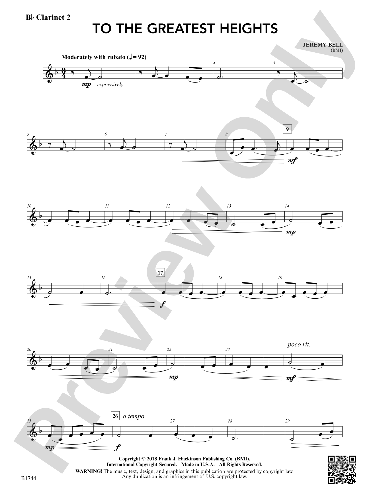 To the Greatest Heights: B-flat Clarinet 2