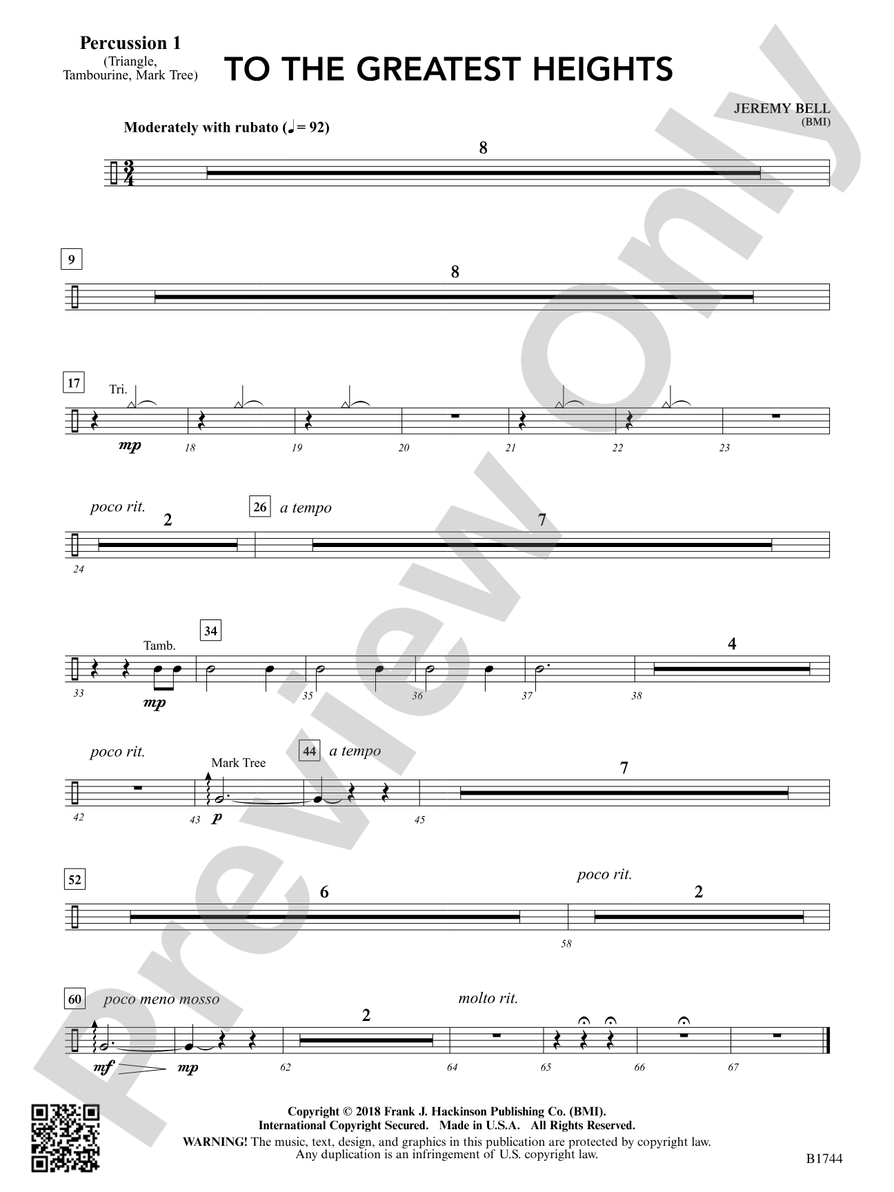 To the Greatest Heights: Percussion 1