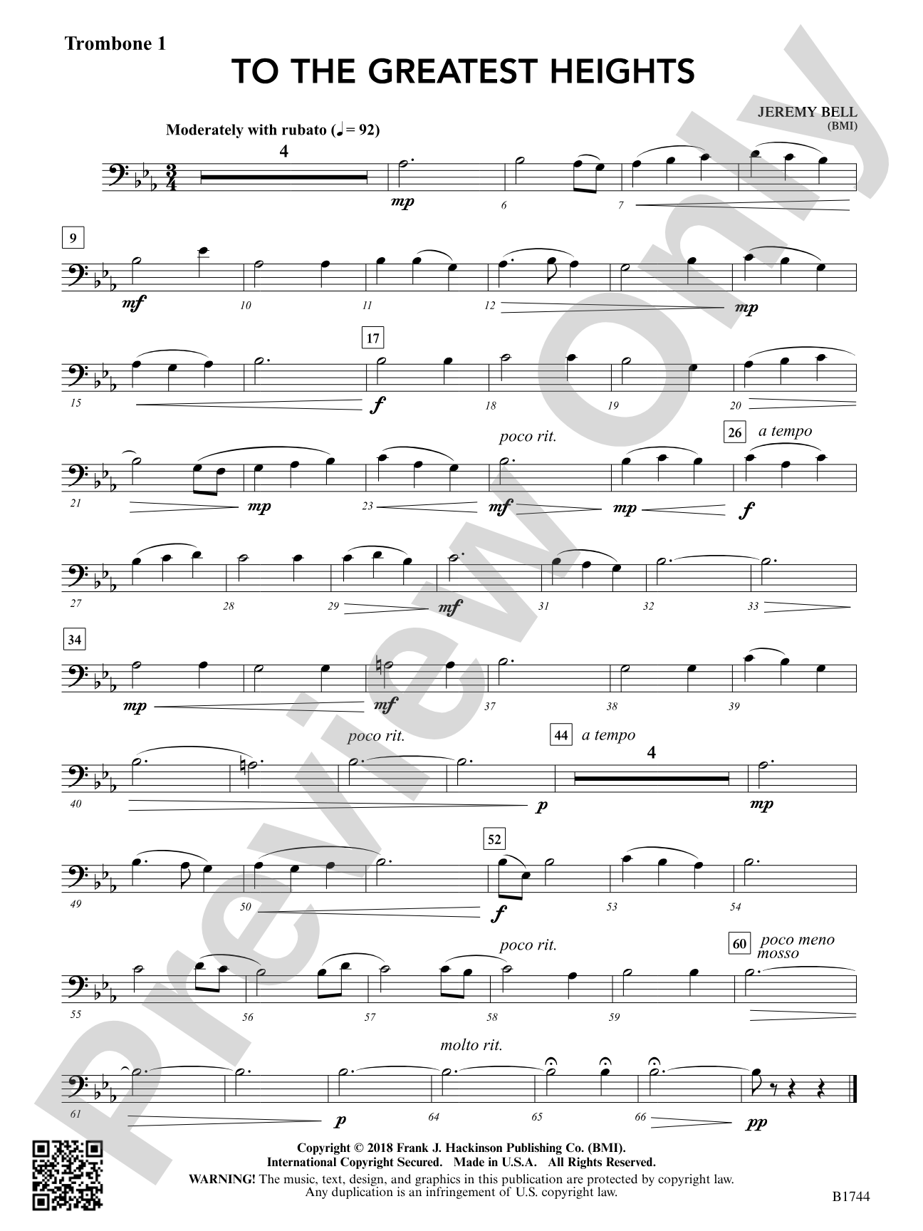 To the Greatest Heights: Trombone 1