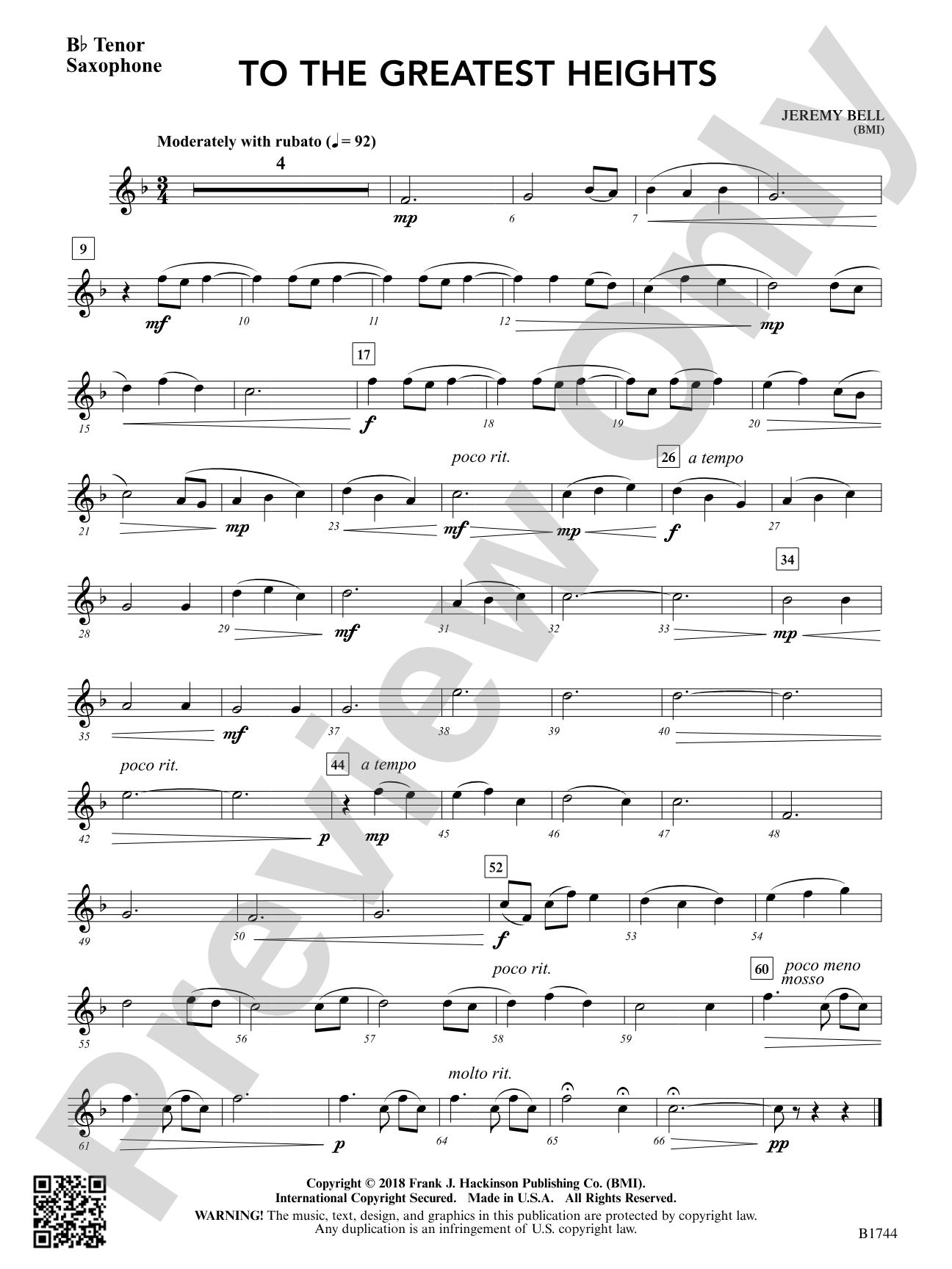 To the Greatest Heights: B-flat Tenor Saxophone