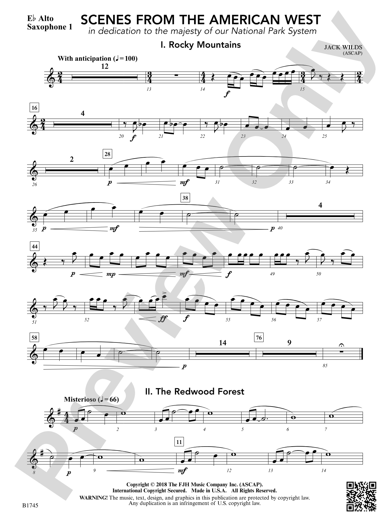 Scenes from the American West: E-flat Alto Saxophone 1