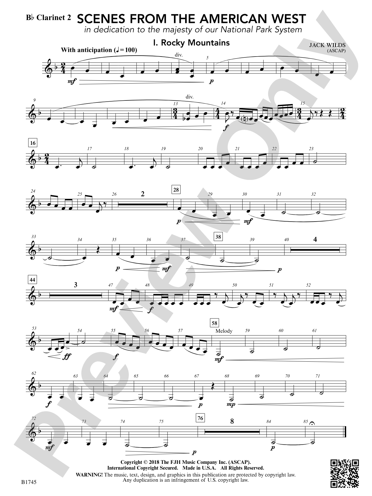 Scenes from the American West: B-flat Clarinet 2