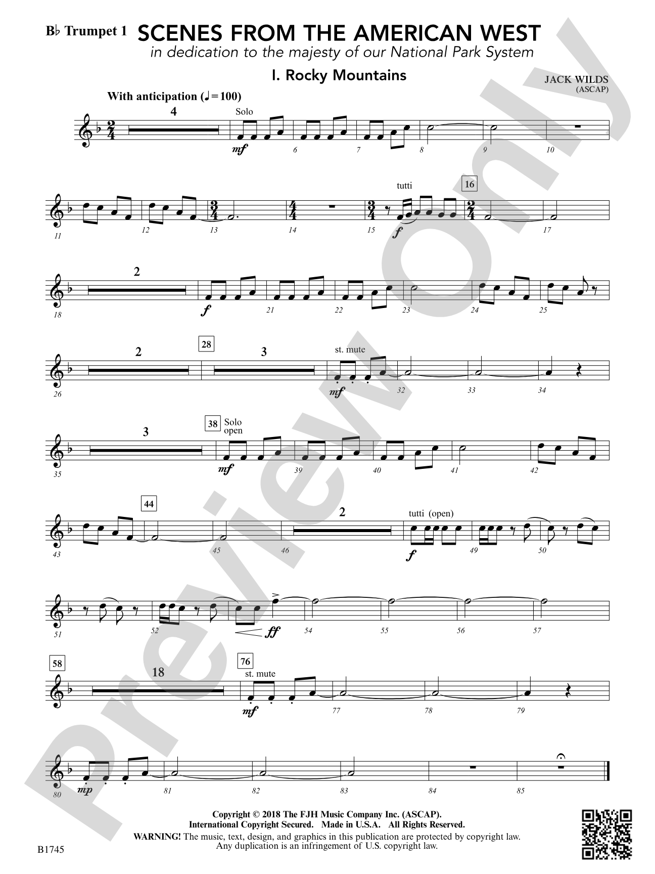 Scenes from the American West: B-flat Trumpet 1