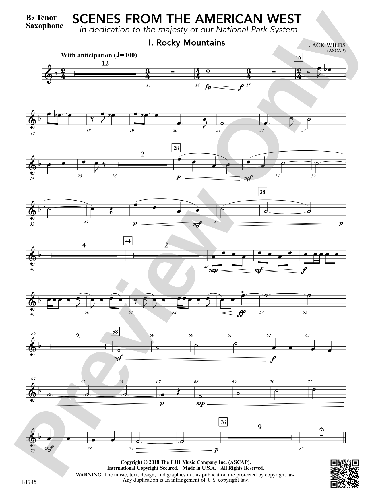 Scenes from the American West: B-flat Tenor Saxophone