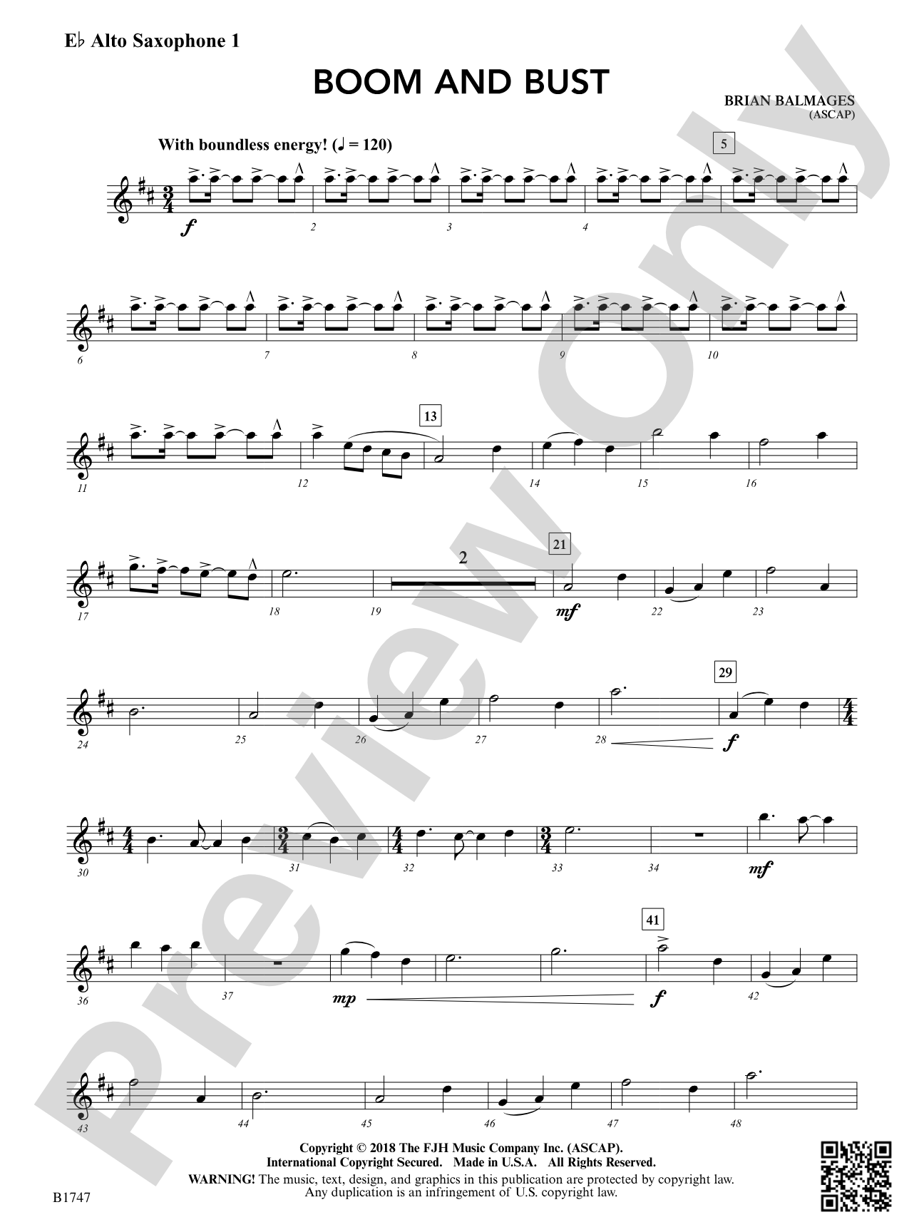 Boom and Bust: E-flat Alto Saxophone 1