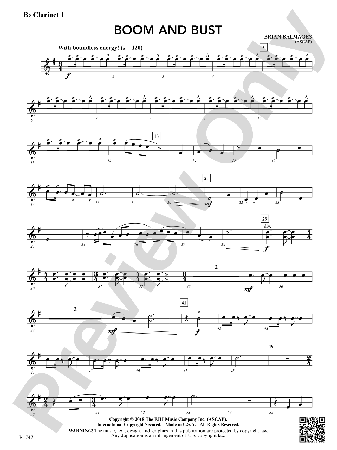 Boom and Bust: B-flat Clarinet 1