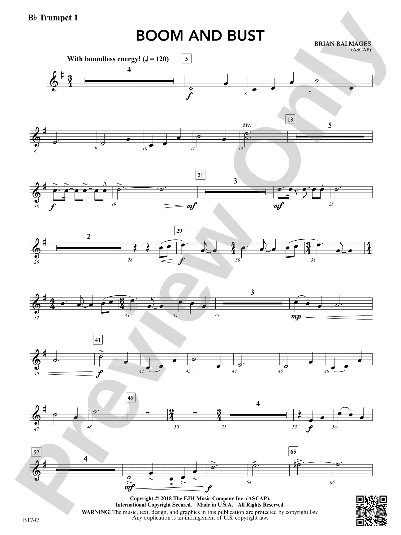 Boom and Bust: B-flat Trumpet 1