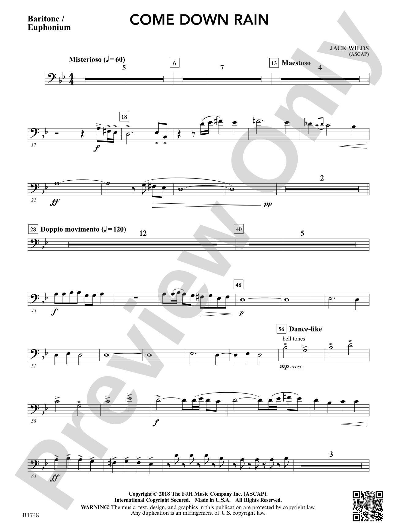 Come Down Rain: Baritone / Euphonium