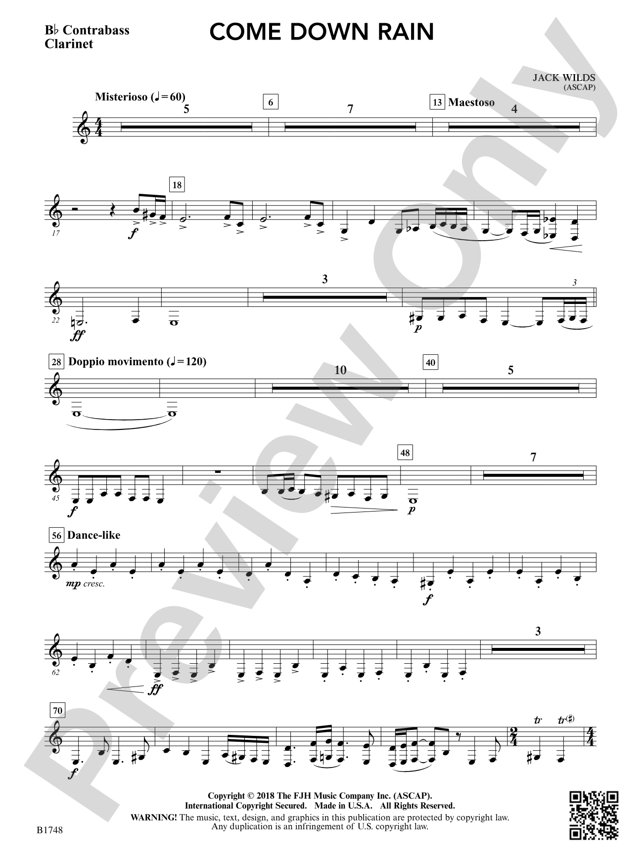 Come Down Rain: B-flat Contrabass Clarinet