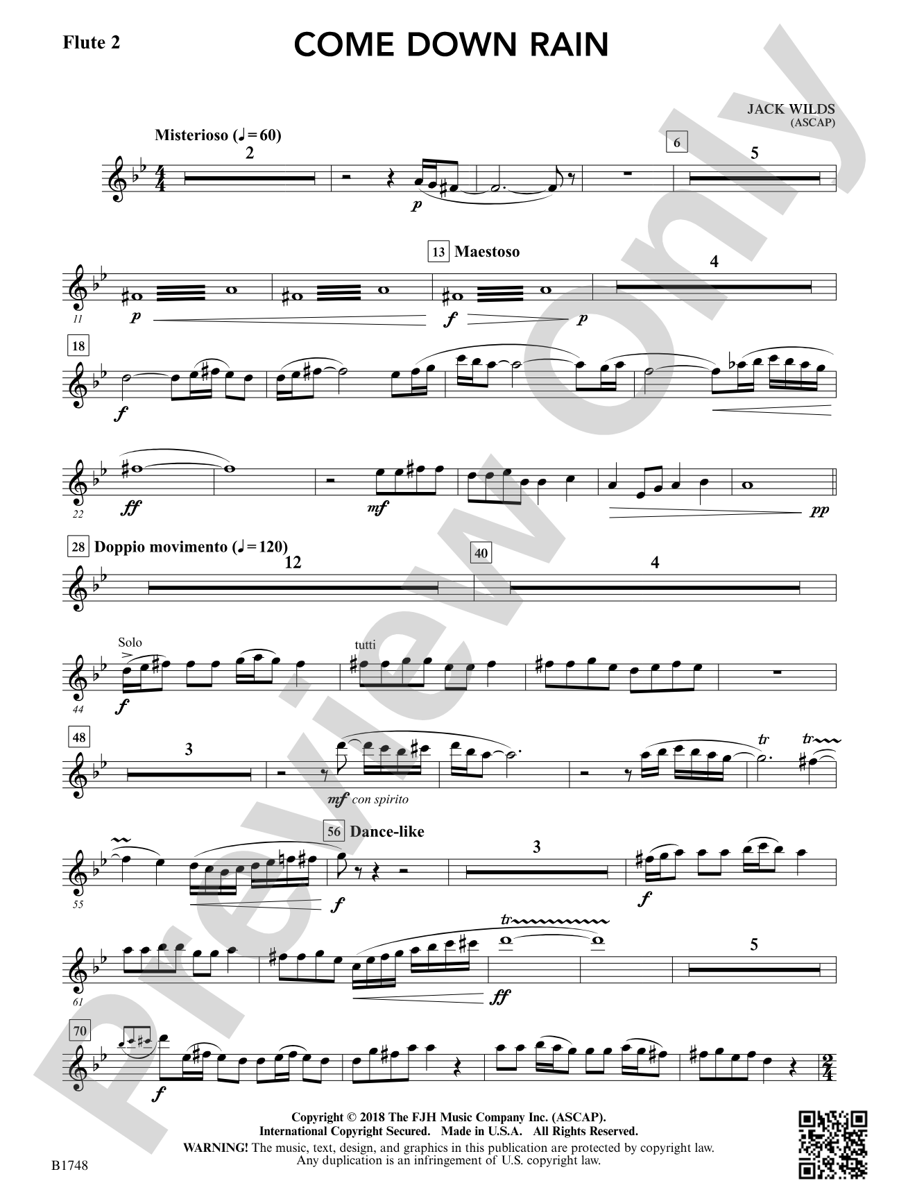 Come Down Rain: Flute 2