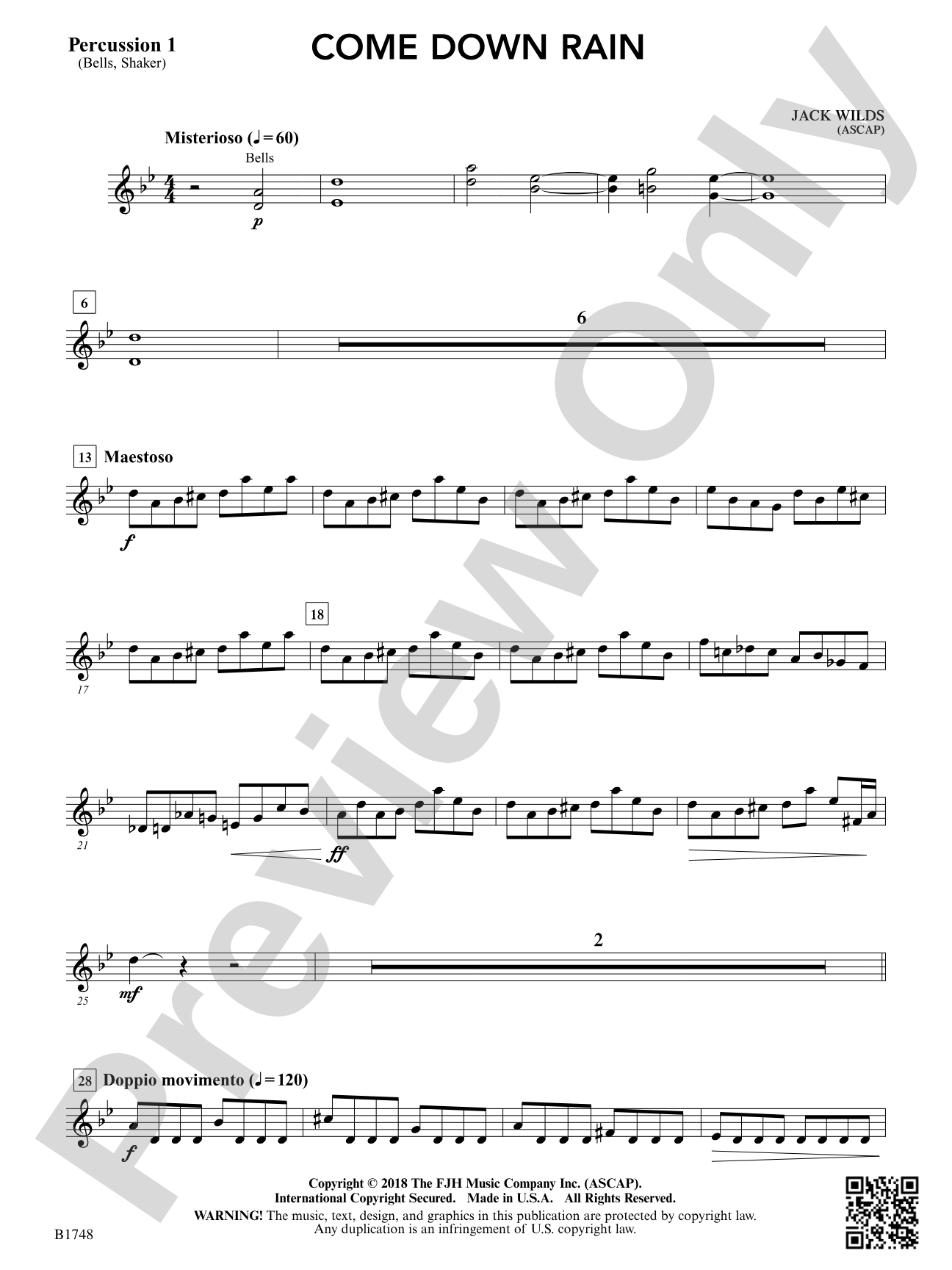 Come Down Rain: Percussion 1