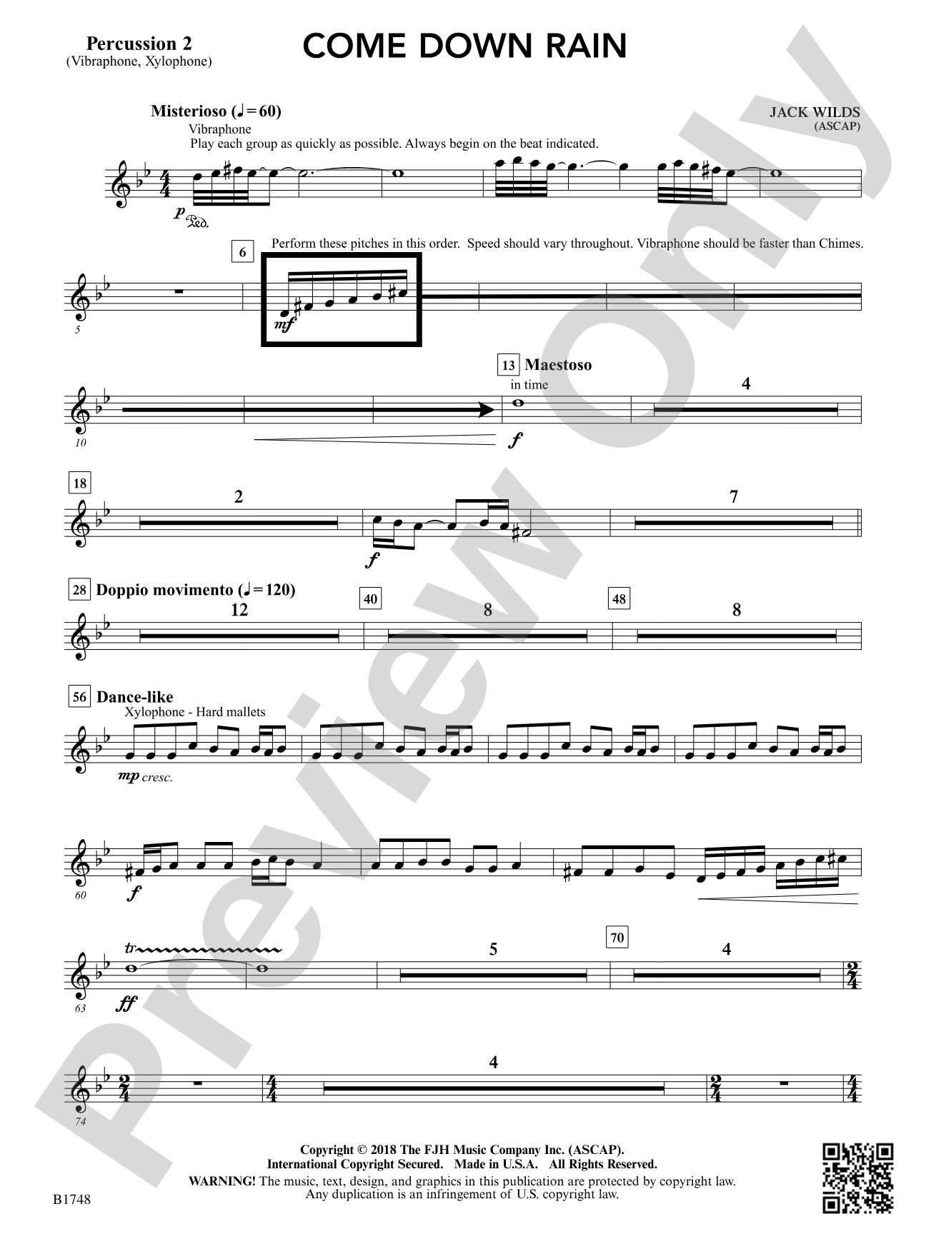 Come Down Rain: Percussion 2