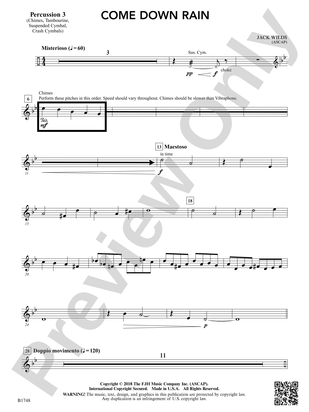 Come Down Rain: Percussion 3