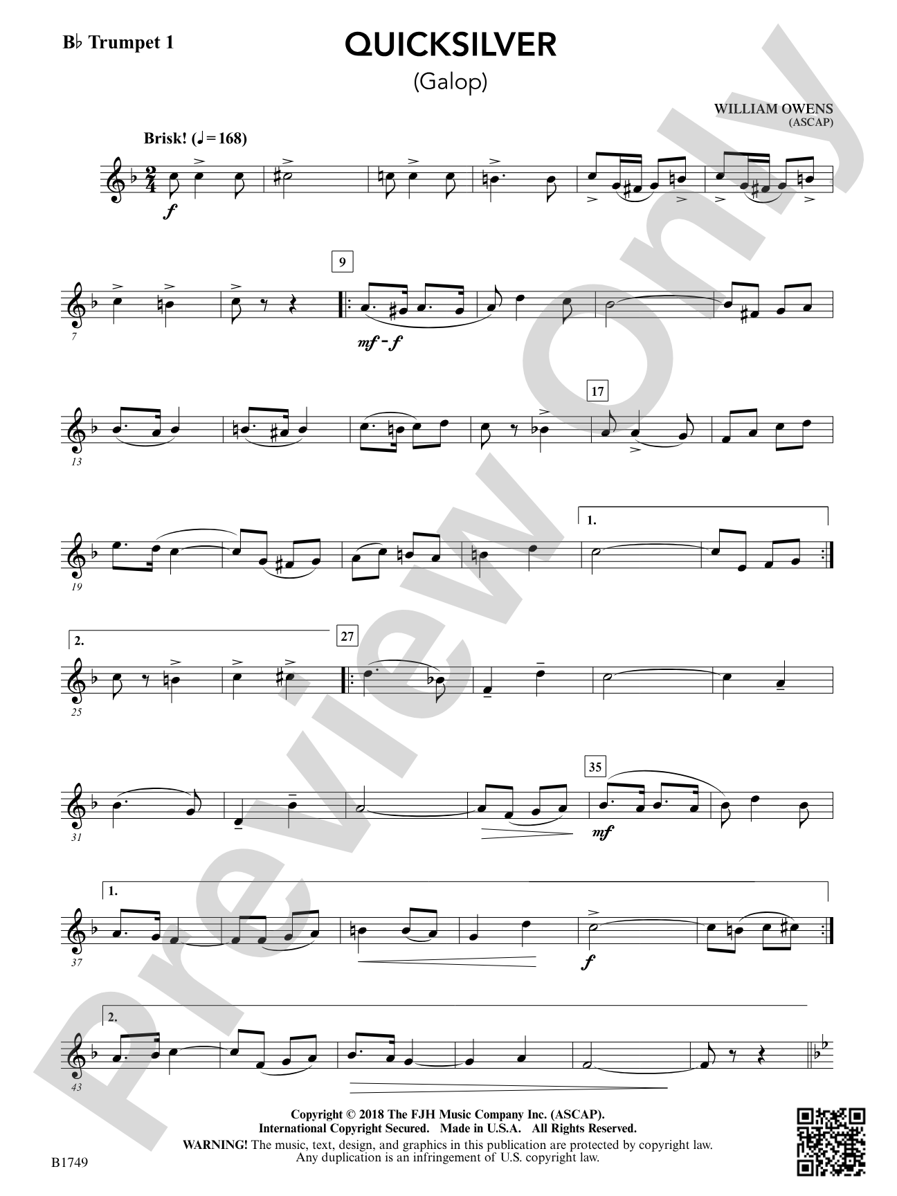 Quicksilver: B-flat Trumpet 1