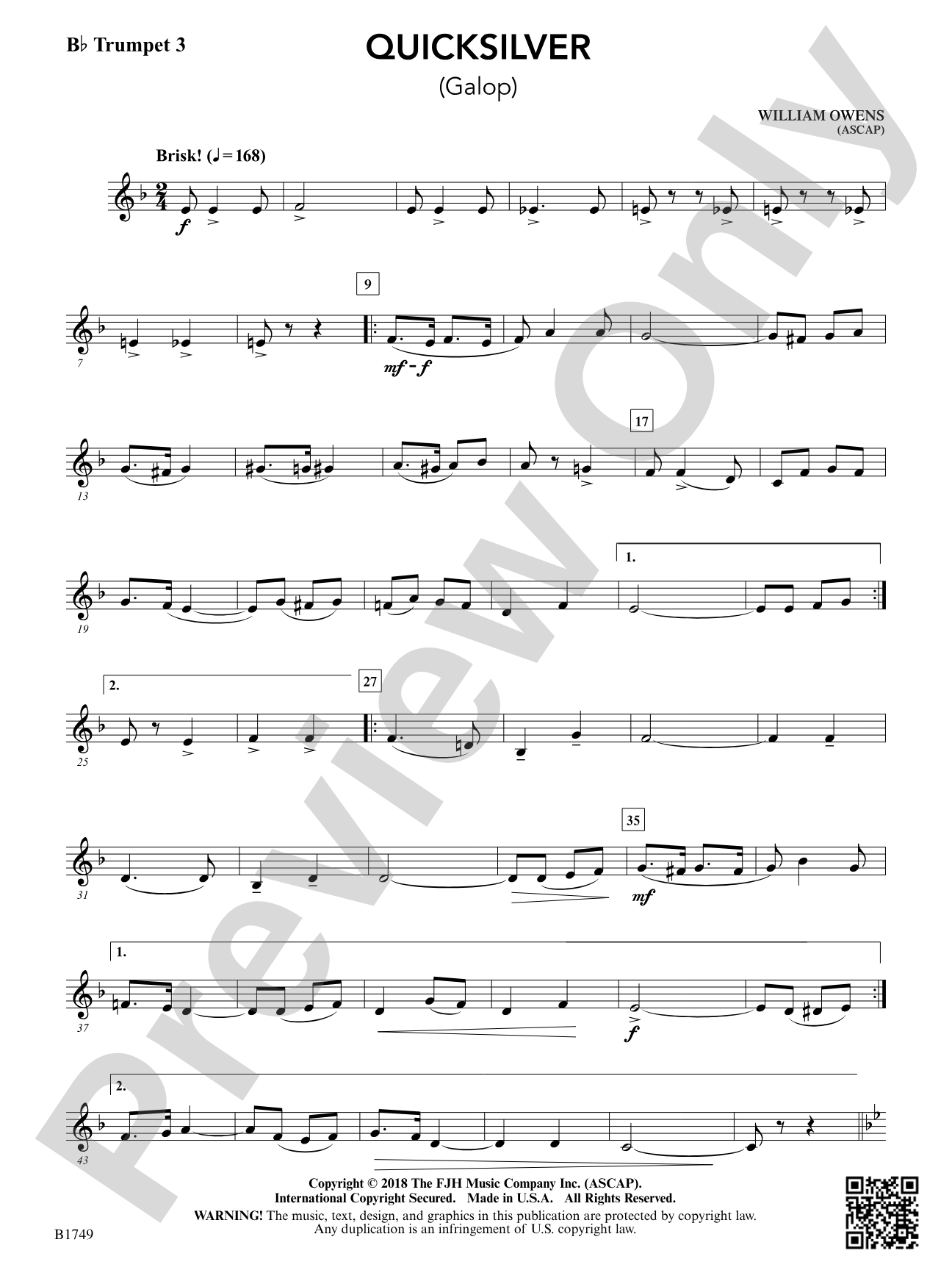 Quicksilver: B-flat Trumpet 3