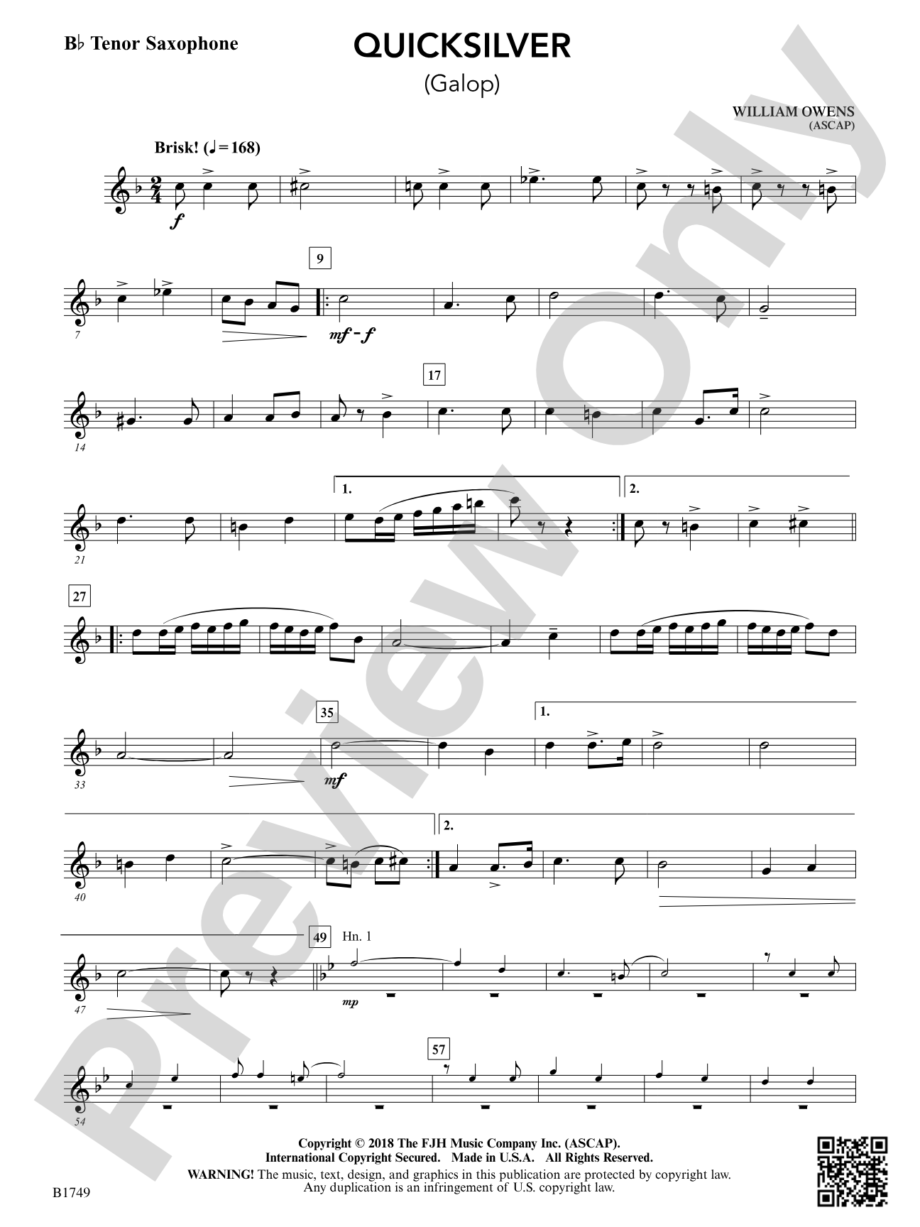 Quicksilver: B-flat Tenor Saxophone