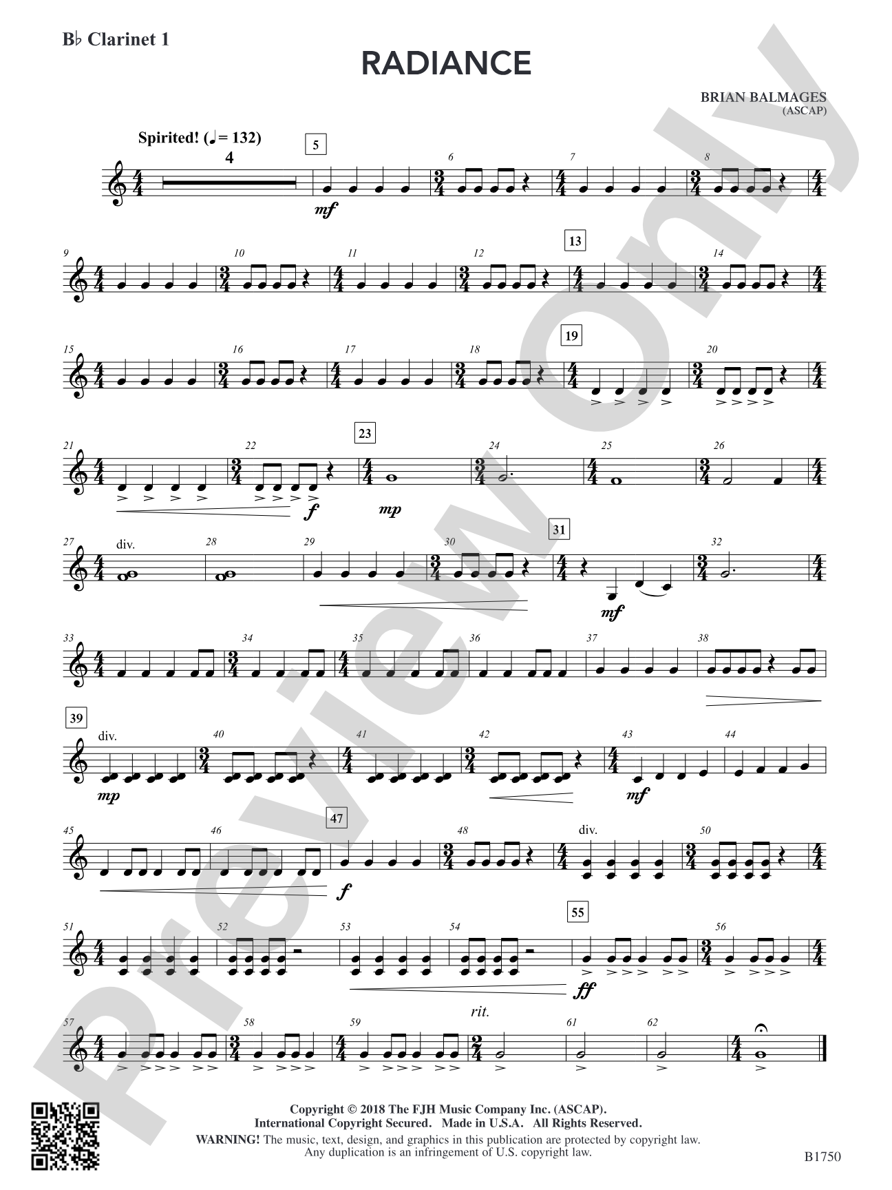 Radiance: B-flat Clarinet 1