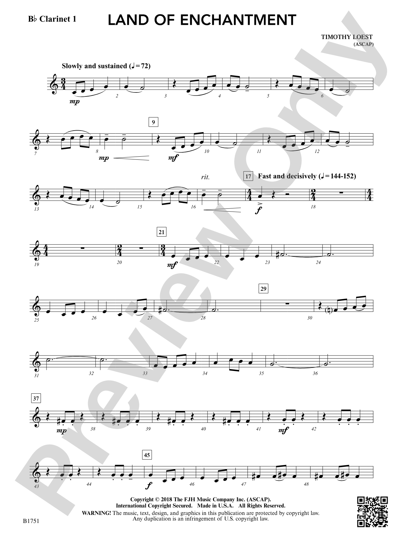 Land of Enchantment: B-flat Clarinet 1