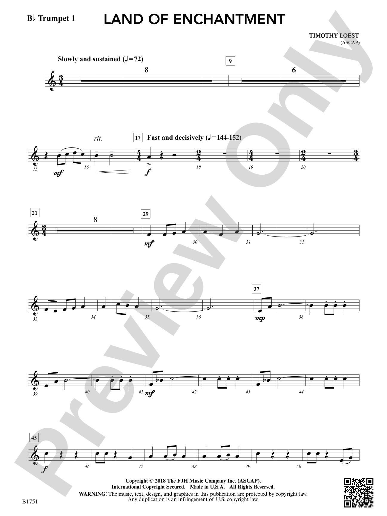 Land of Enchantment: B-flat Trumpet 1