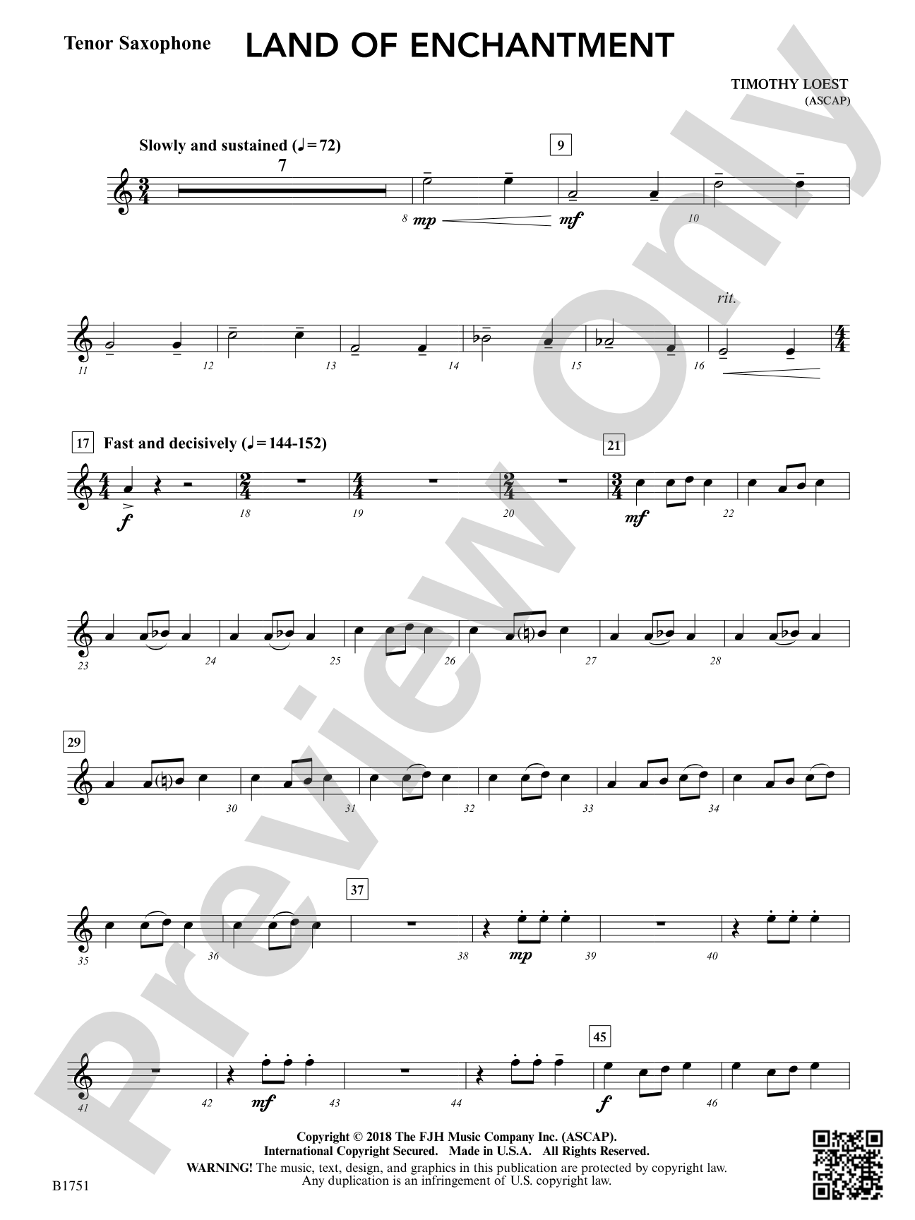 Land of Enchantment: B-flat Tenor Saxophone
