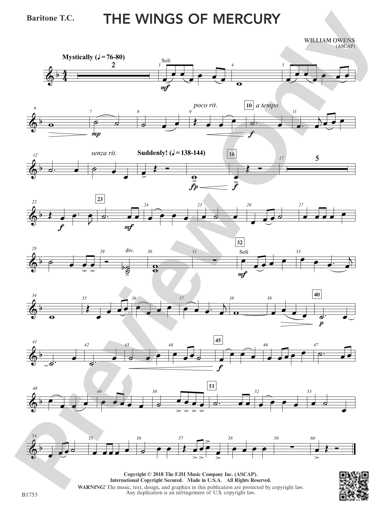 The Wings of Mercury: Baritone T.C.