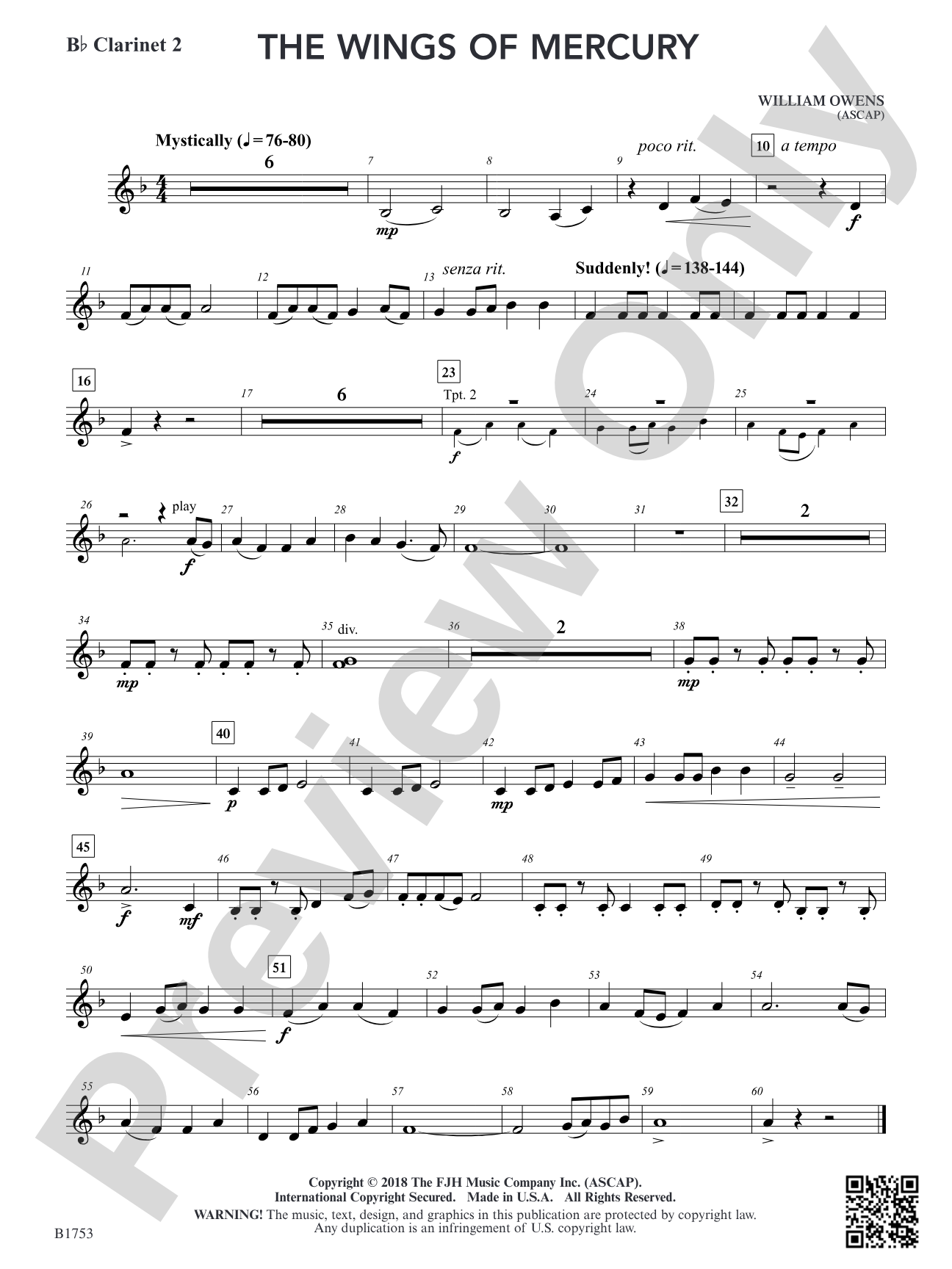 The Wings of Mercury: B-flat Clarinet 2