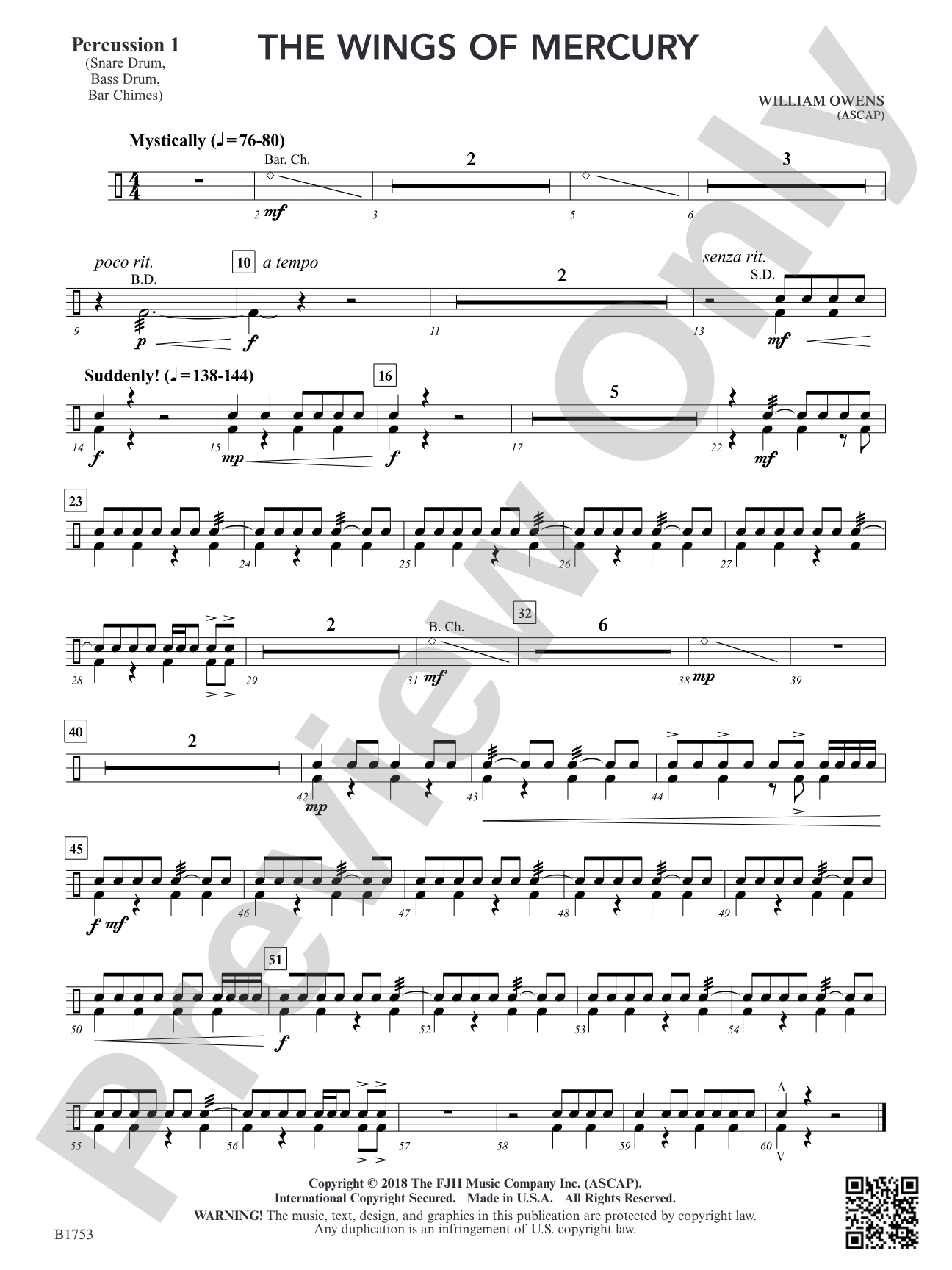 The Wings of Mercury: Percussion 1