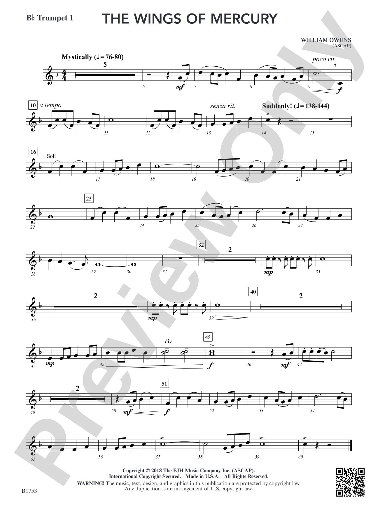 The Wings of Mercury: B-flat Trumpet 1