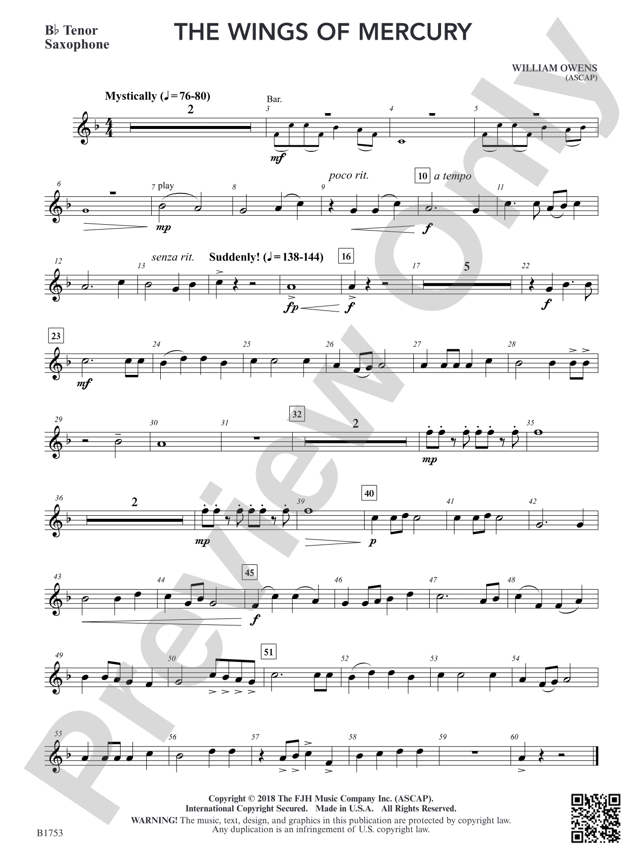 The Wings of Mercury: B-flat Tenor Saxophone