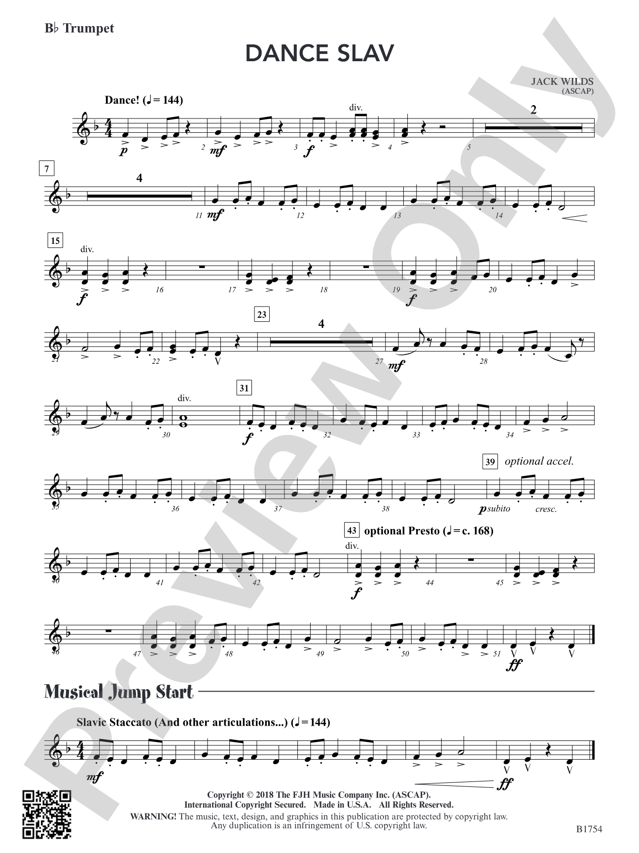 Dance Slav: B-flat Trumpet