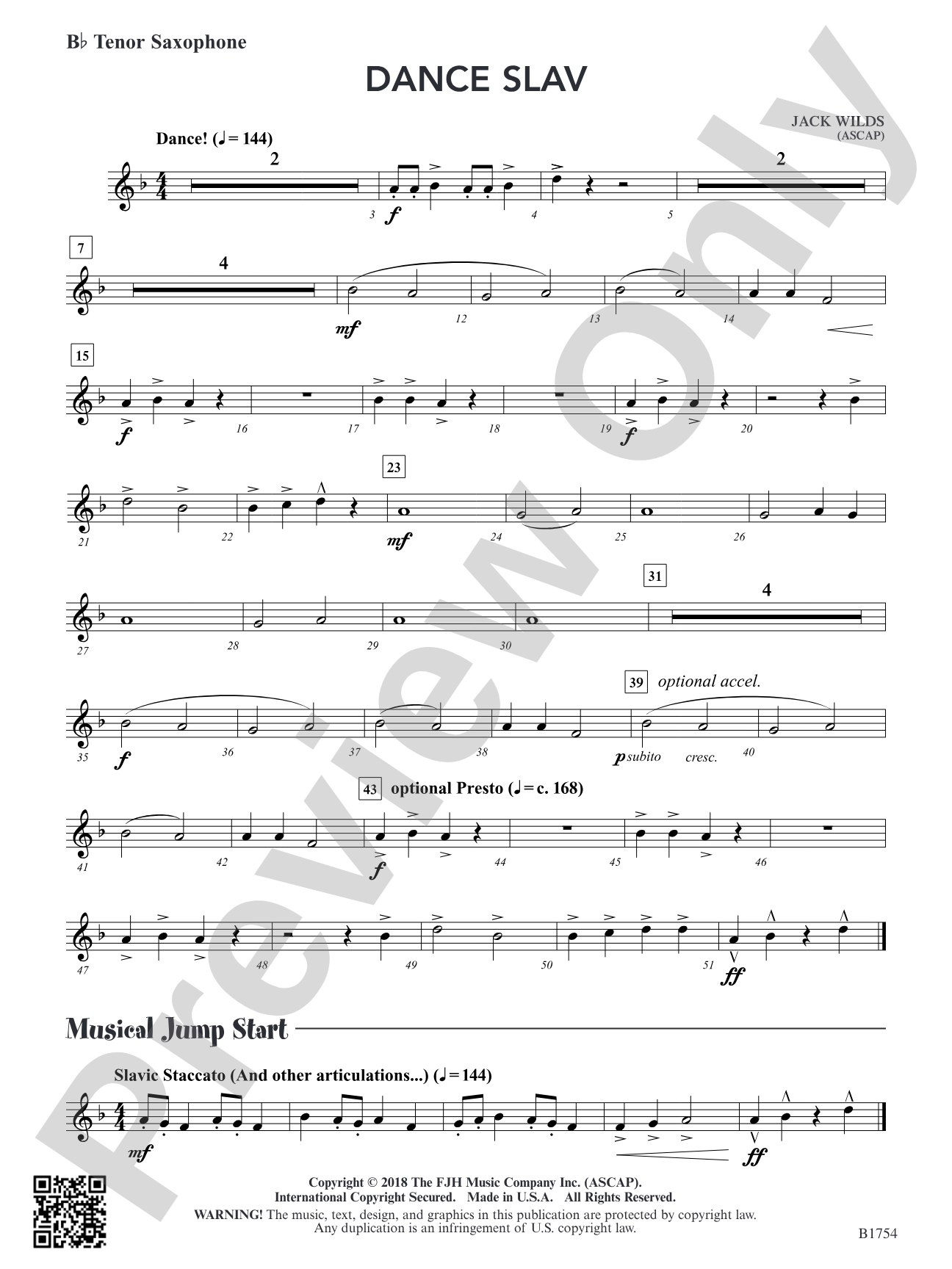 Dance Slav: B-flat Tenor Saxophone