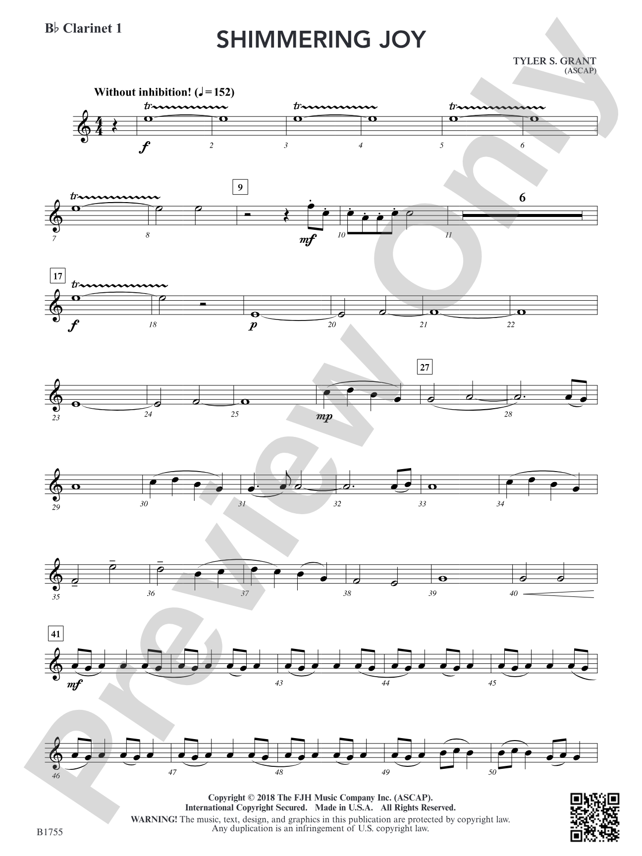 Shimmering Joy: B-flat Clarinet 1