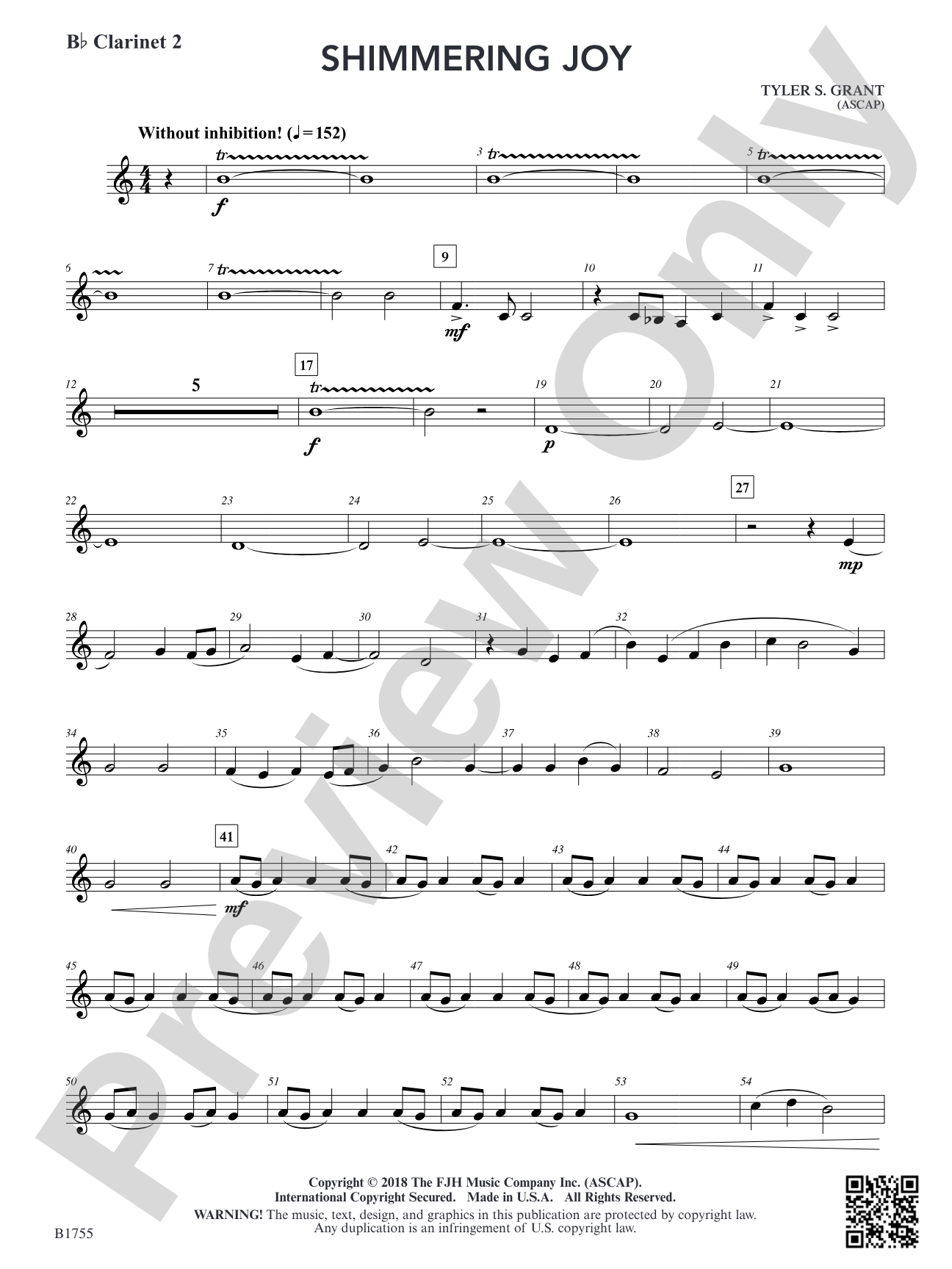 Shimmering Joy: B-flat Clarinet 2
