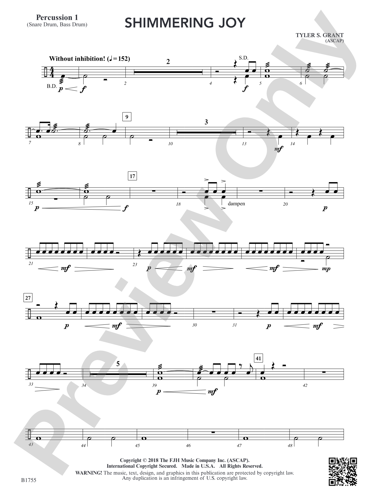 Shimmering Joy: Percussion 1