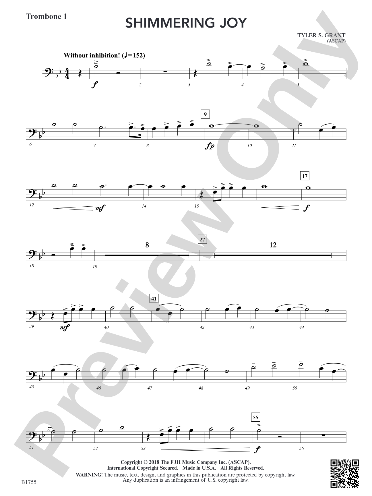 Shimmering Joy: Trombone 1