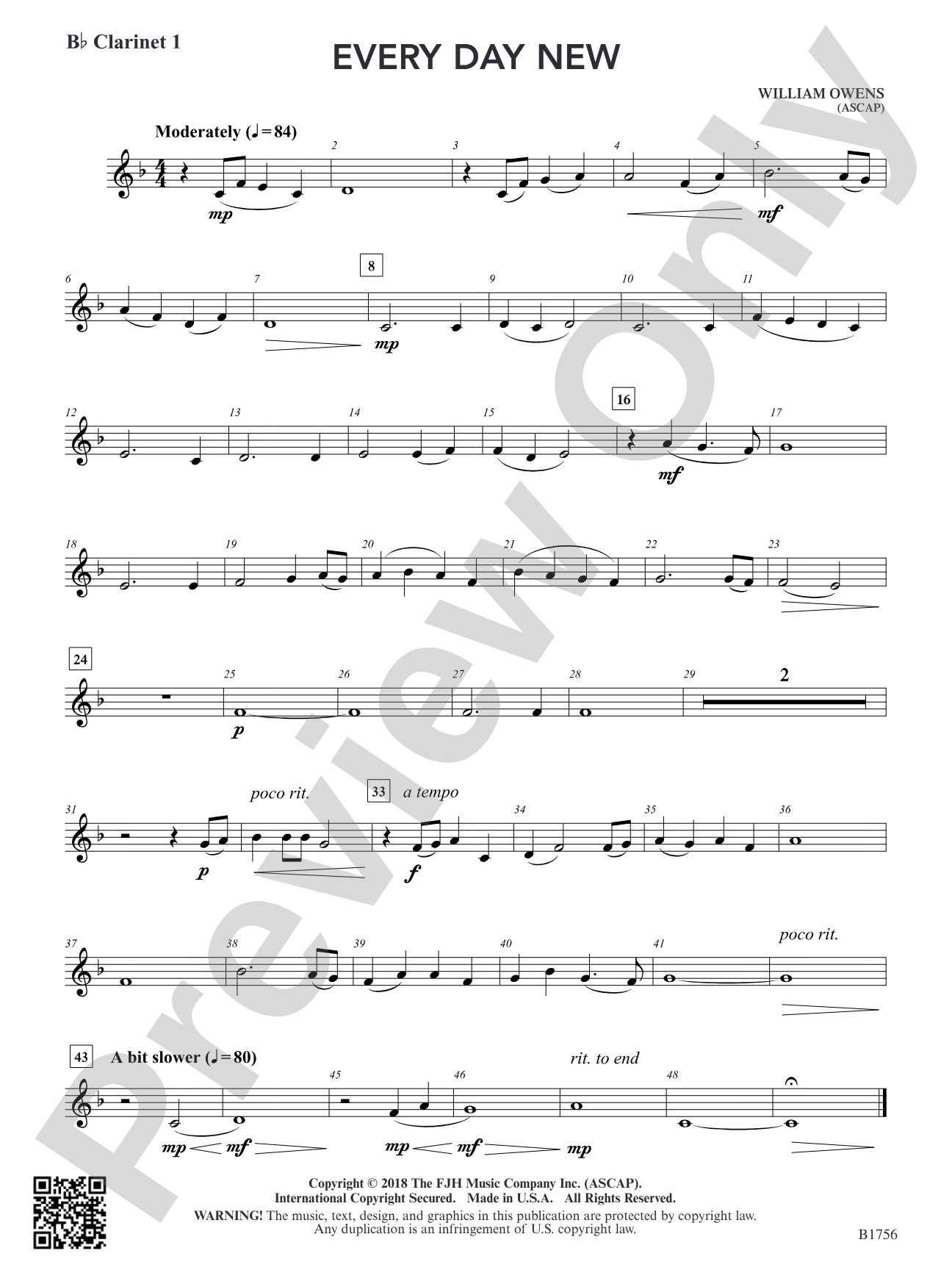 Every Day New: B-flat Clarinet 1