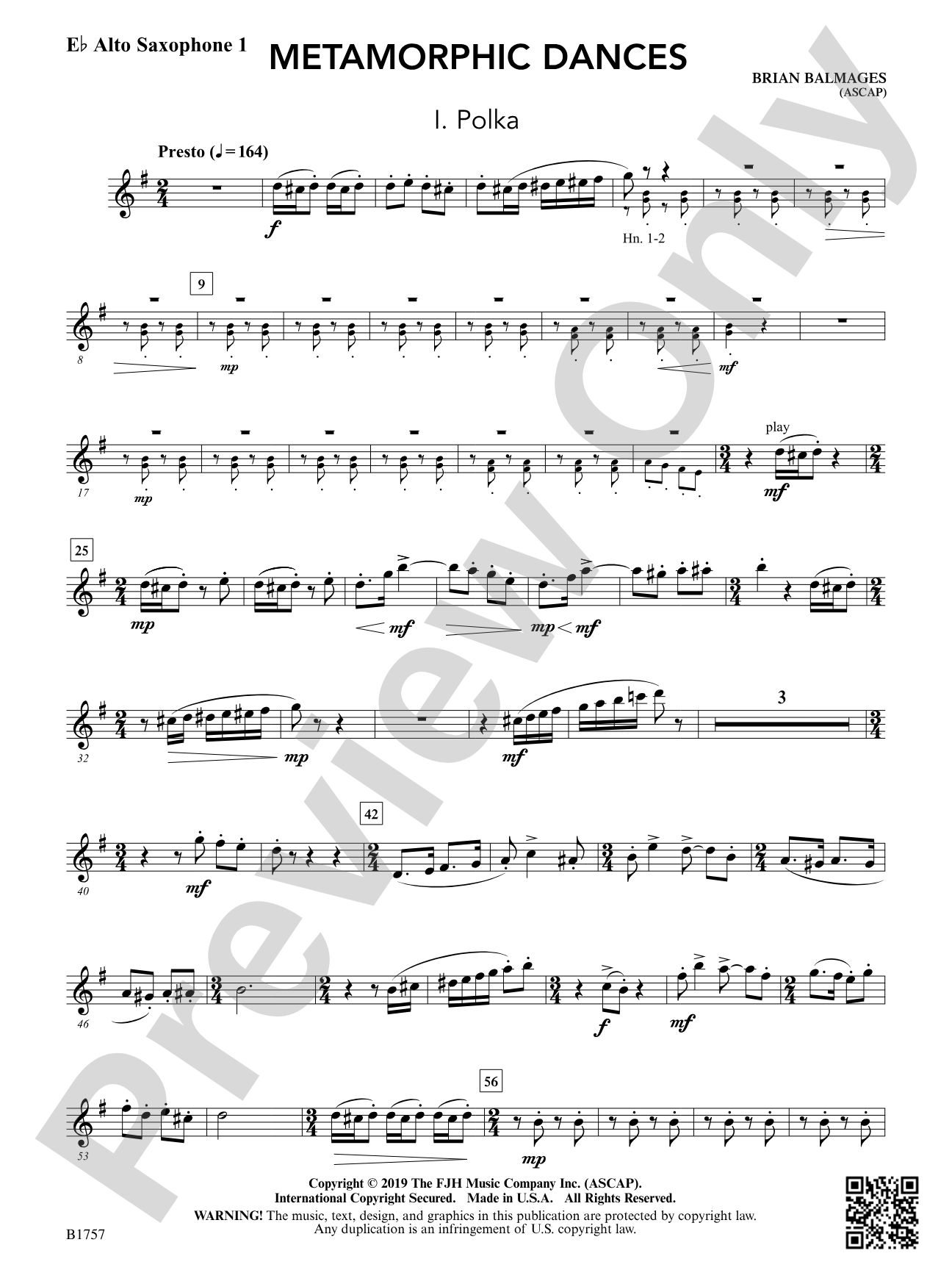 Metamorphic Dances: E-flat Alto Saxophone 1