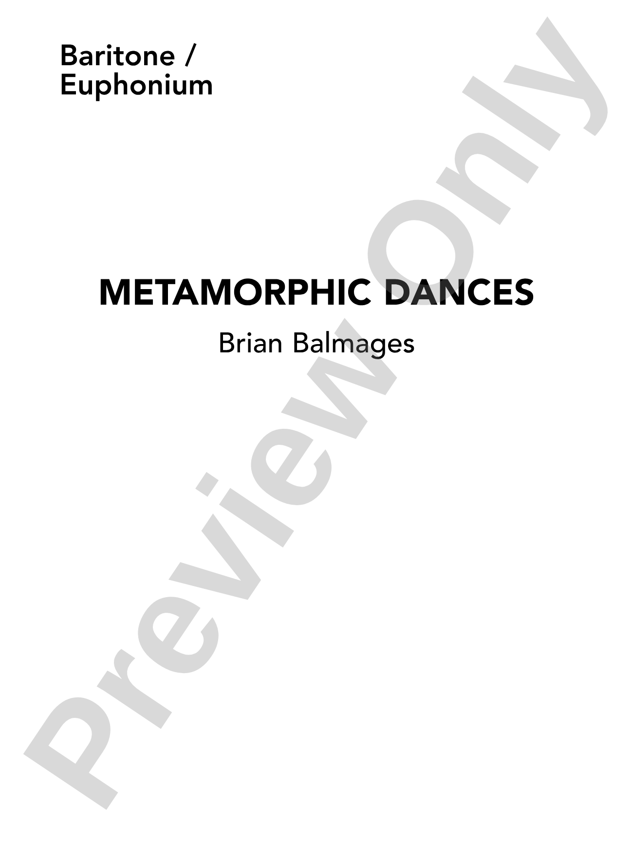 Metamorphic Dances: Baritone / Euphonium