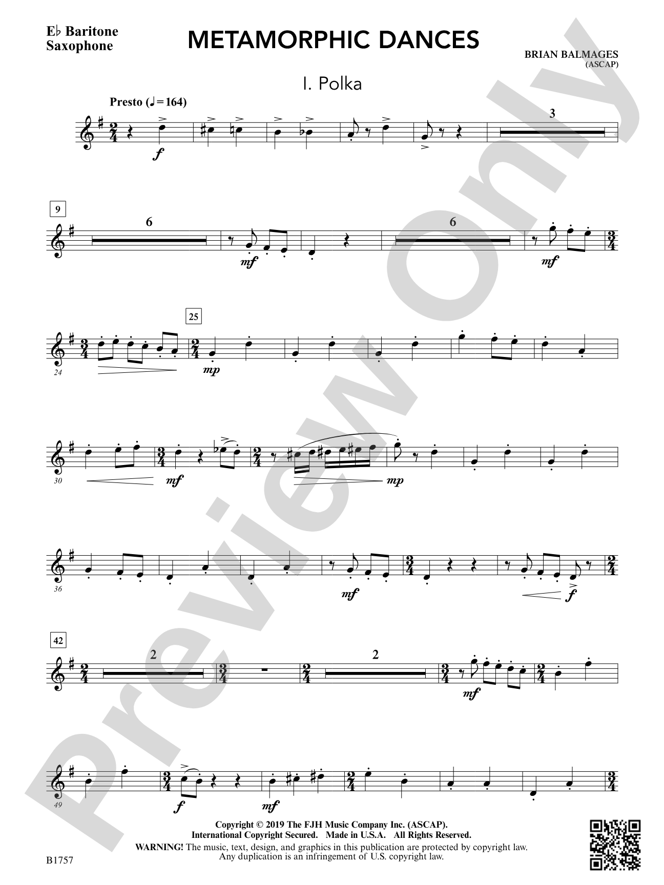 Metamorphic Dances: E-flat Baritone Saxophone
