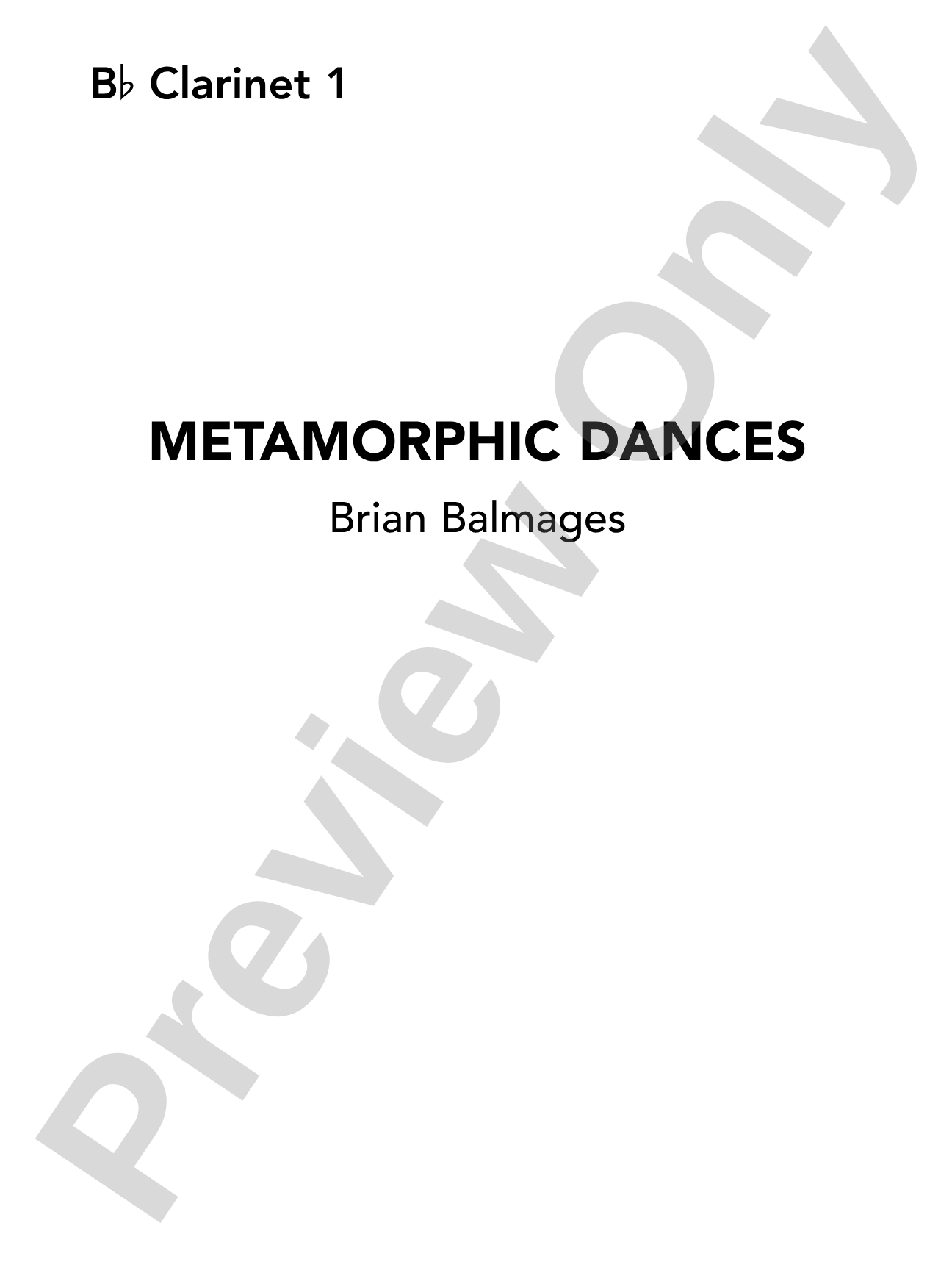 Metamorphic Dances: B-flat Clarinet 1