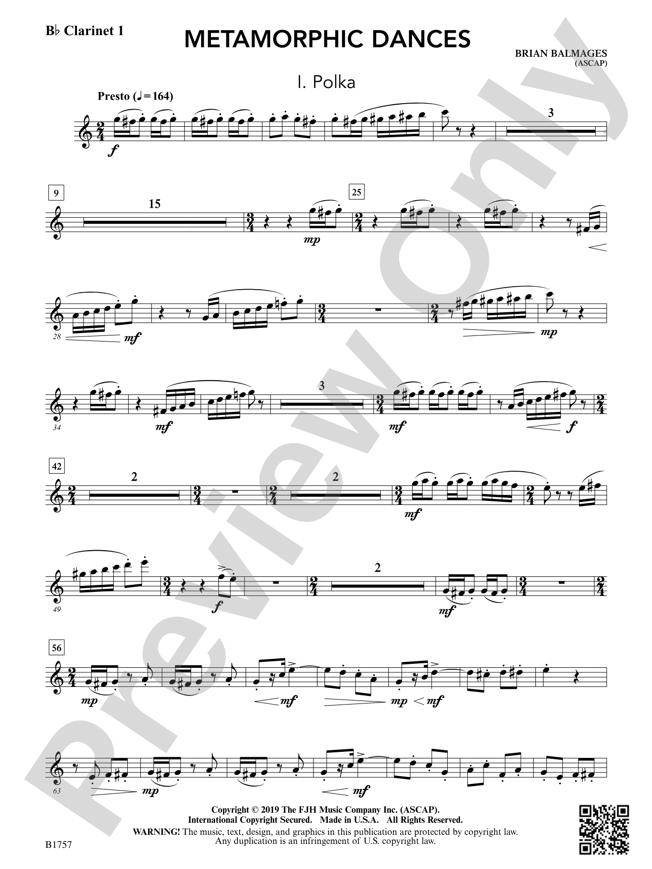 Metamorphic Dances: B-flat Clarinet 1