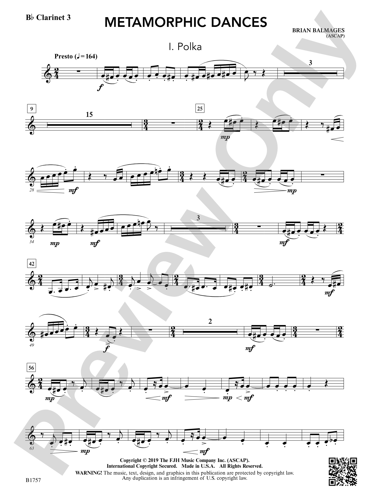 Metamorphic Dances: B-flat Clarinet 3